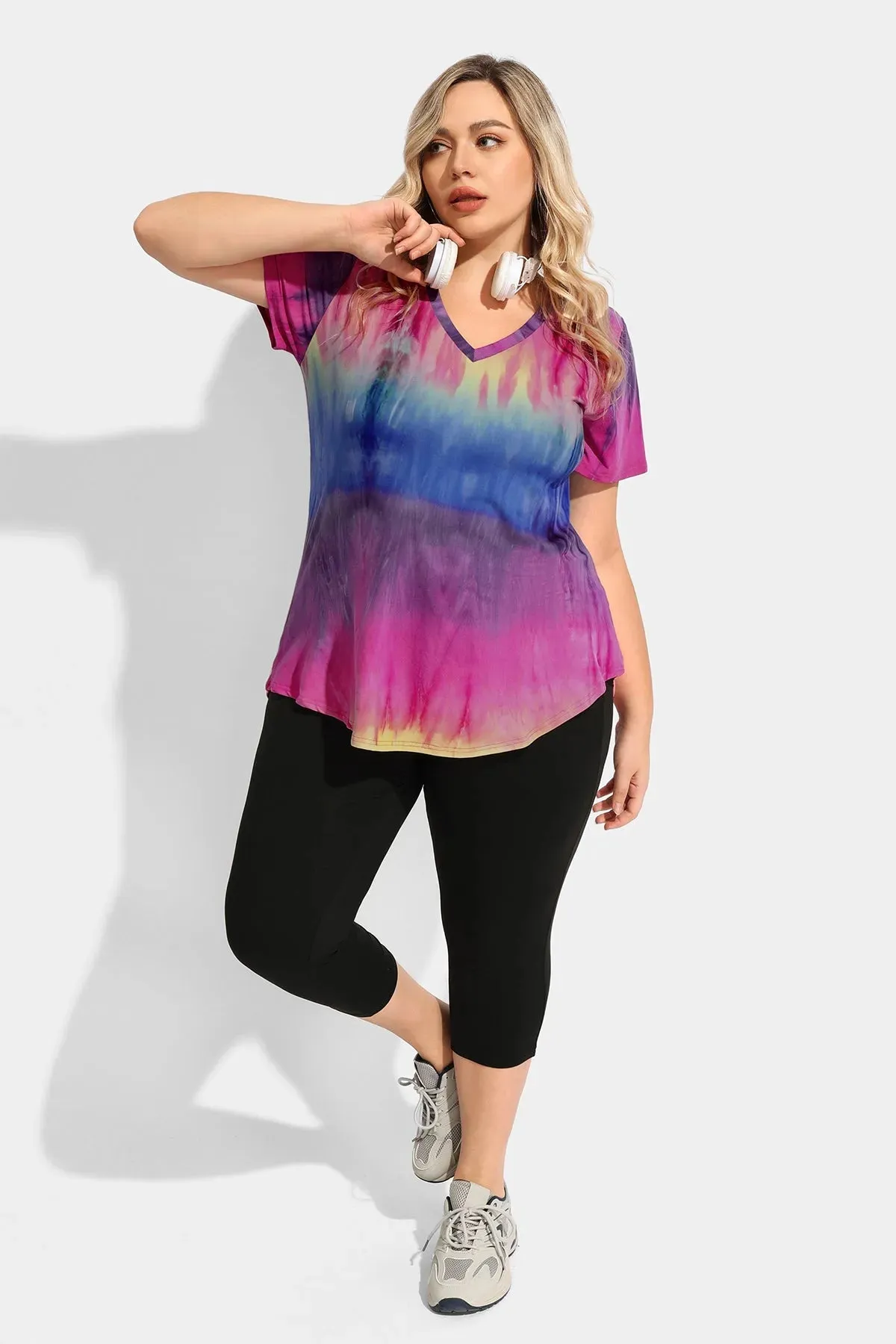 Ritera Tie Dye Supersoft V Neck Tunic T-Shirt