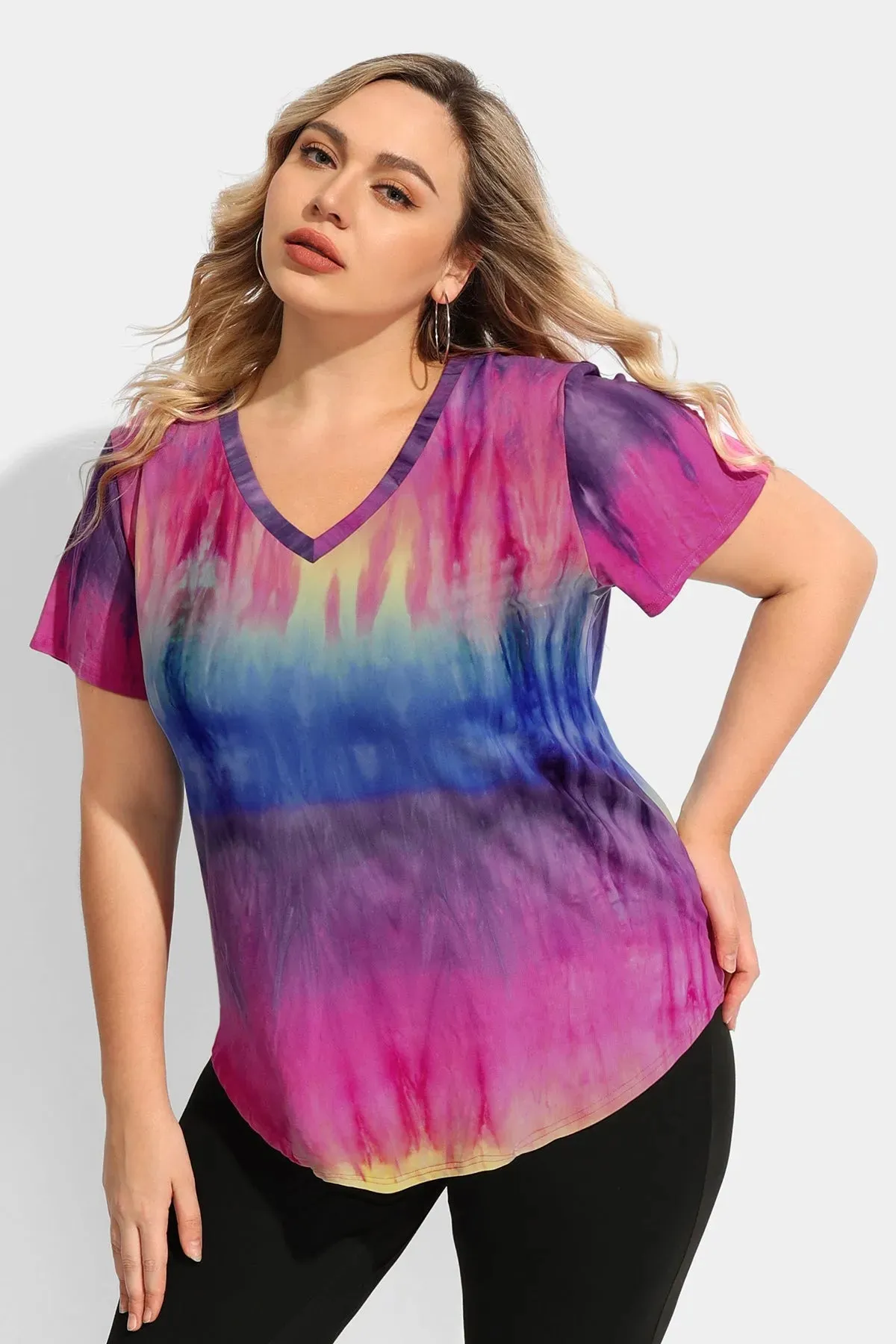 Ritera Tie Dye Supersoft V Neck Tunic T-Shirt