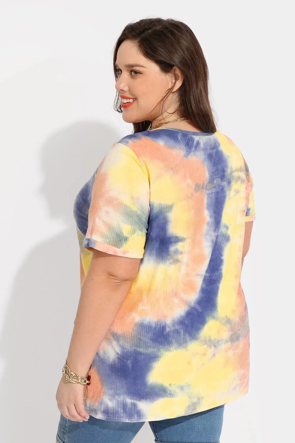 Ritera Tie Dye Texture Tunic T-Shirt with Pockets