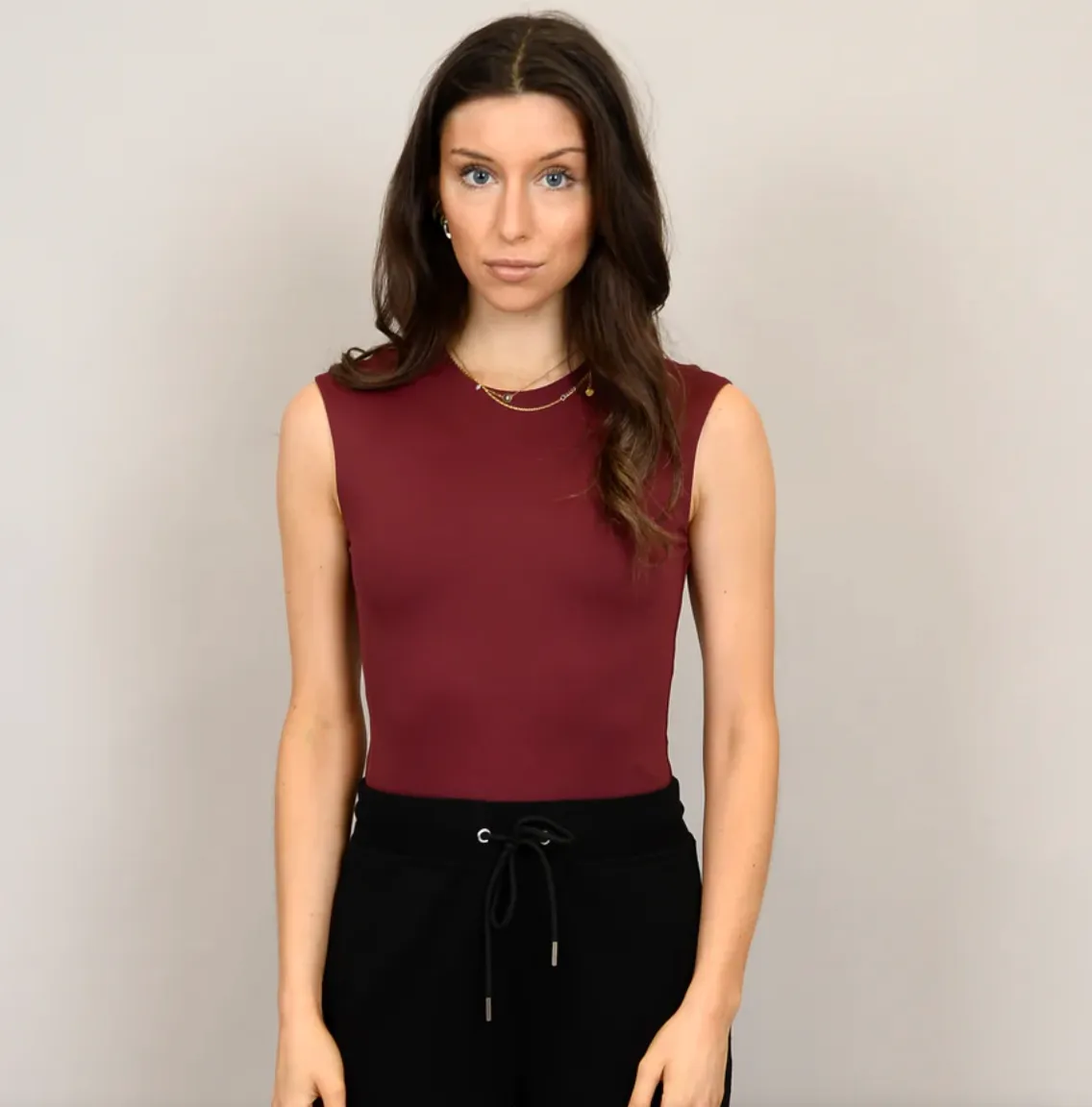 Roxi Sleeveless Crewneck Bodysuit - Oxblood