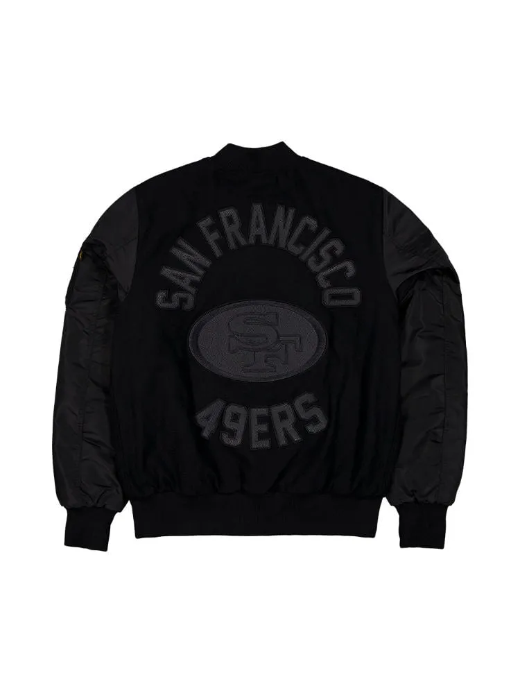 SAN FRANCISCO 49ERS X ALPHA X NEW ERA WOOL VARSITY MA-1 BOMBER JACKET