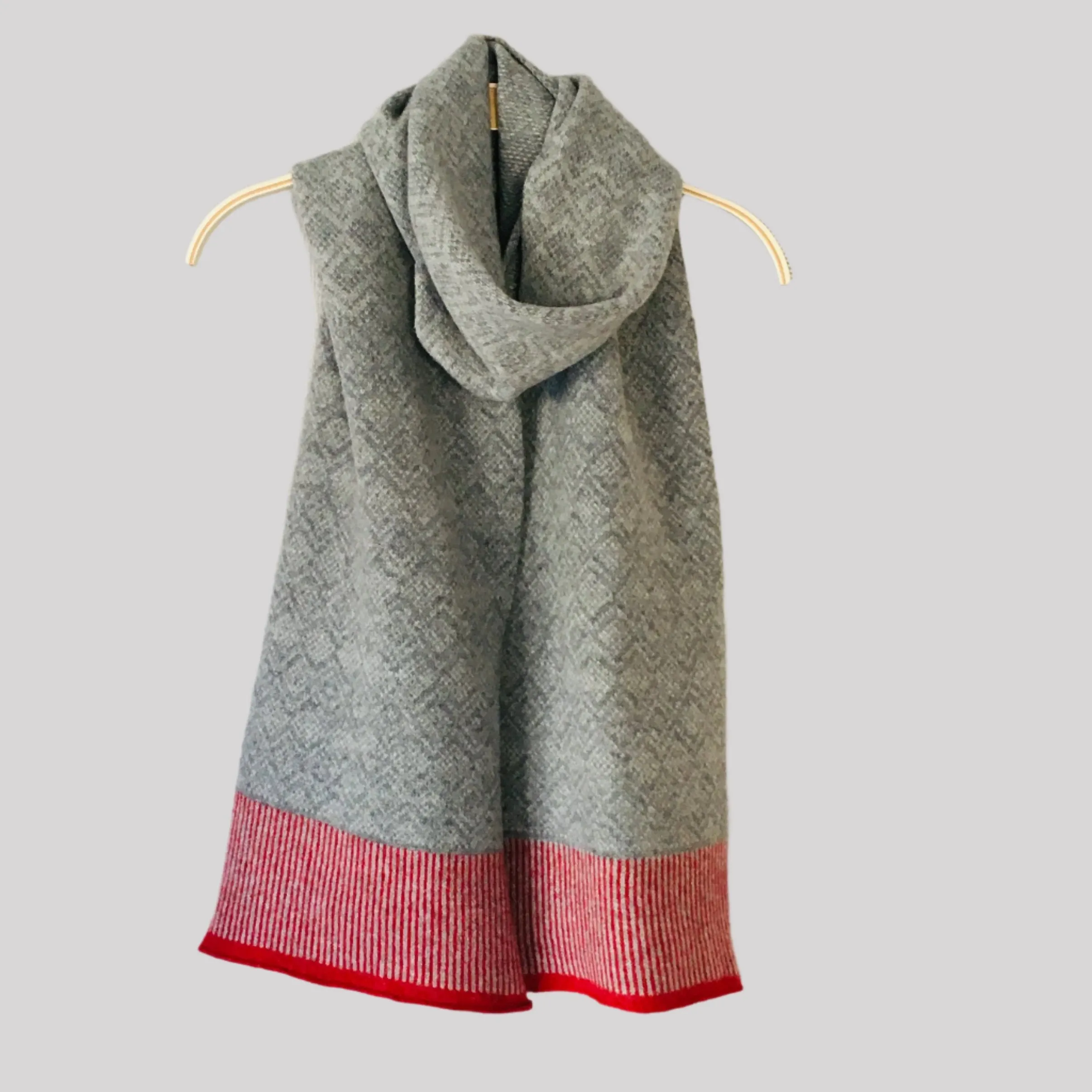 Scarf -soft merino lambswool Scandi scarf in uniform grey and pearl grey