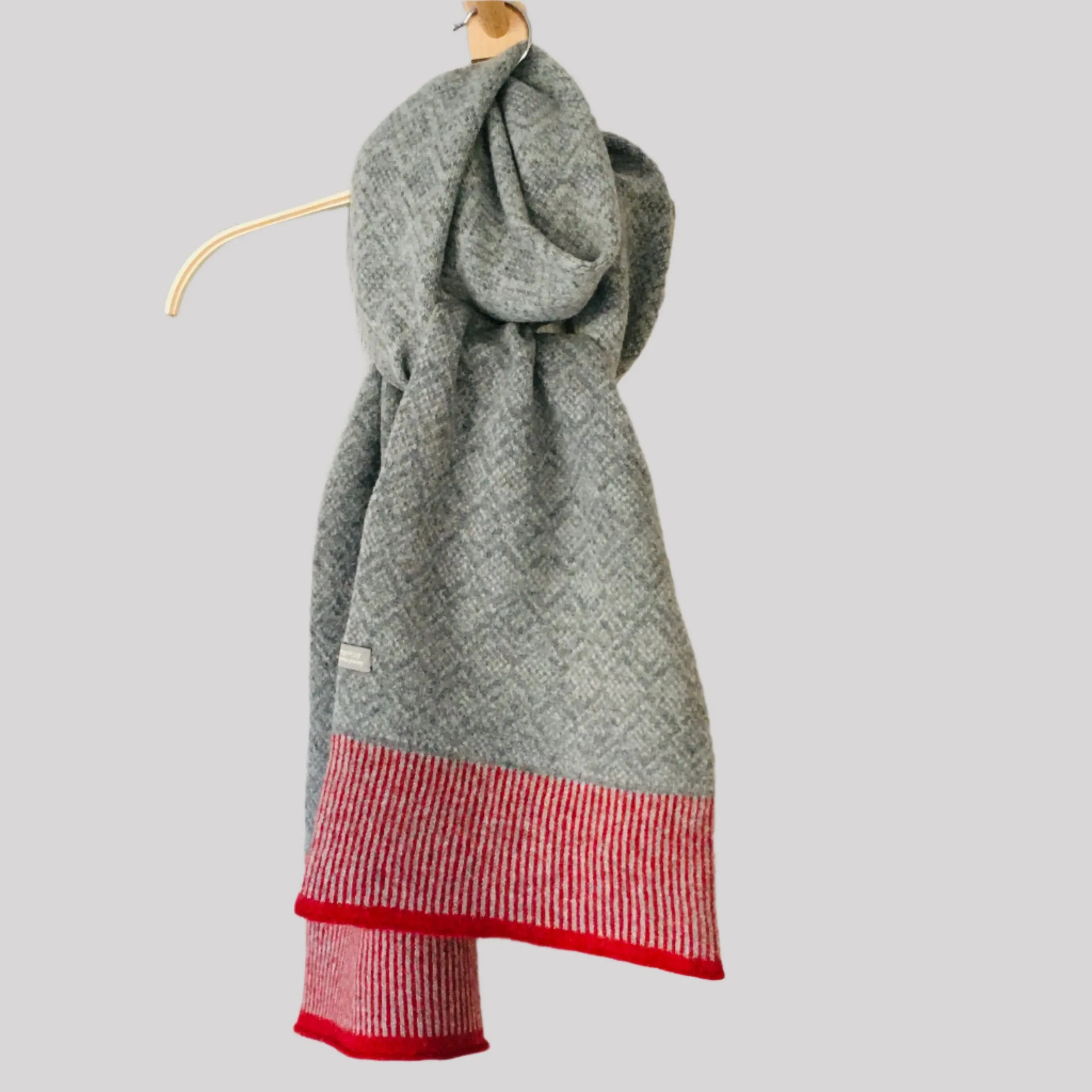 Scarf -soft merino lambswool Scandi scarf in uniform grey and pearl grey