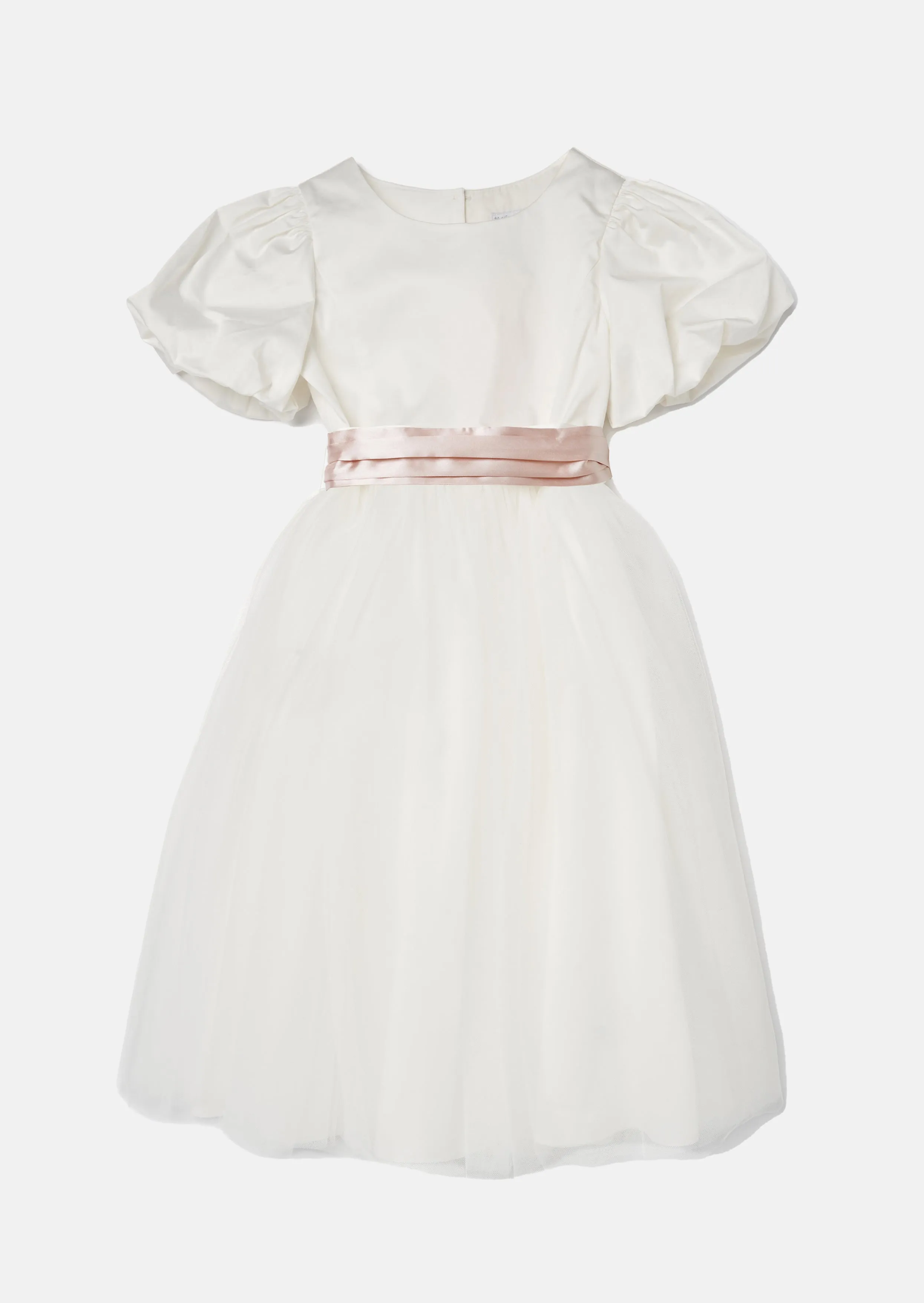 Selene Tulle Dress with Pink Sash