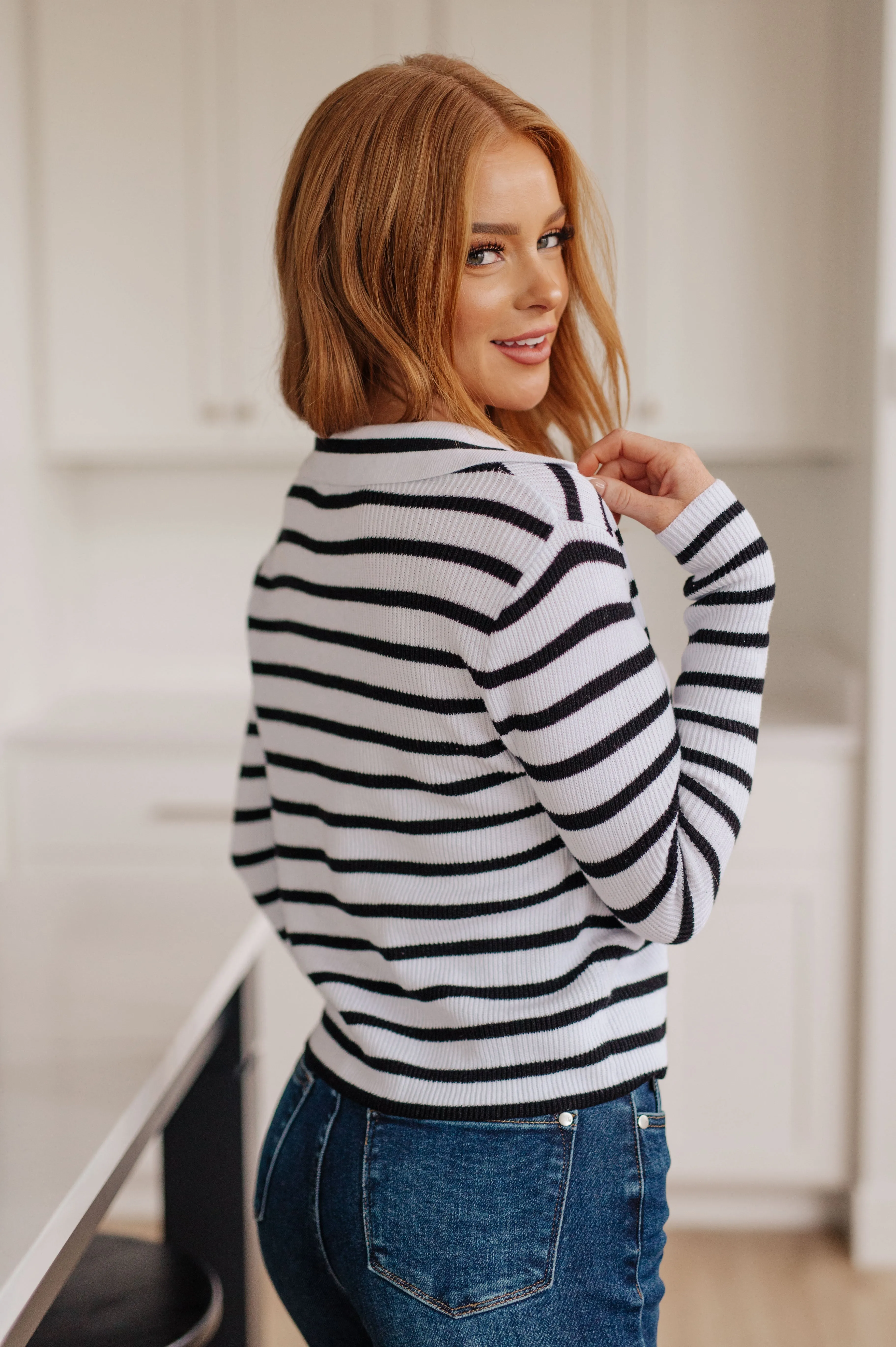 Self Improvement V-Neck Striped Sweater - One Eleven North