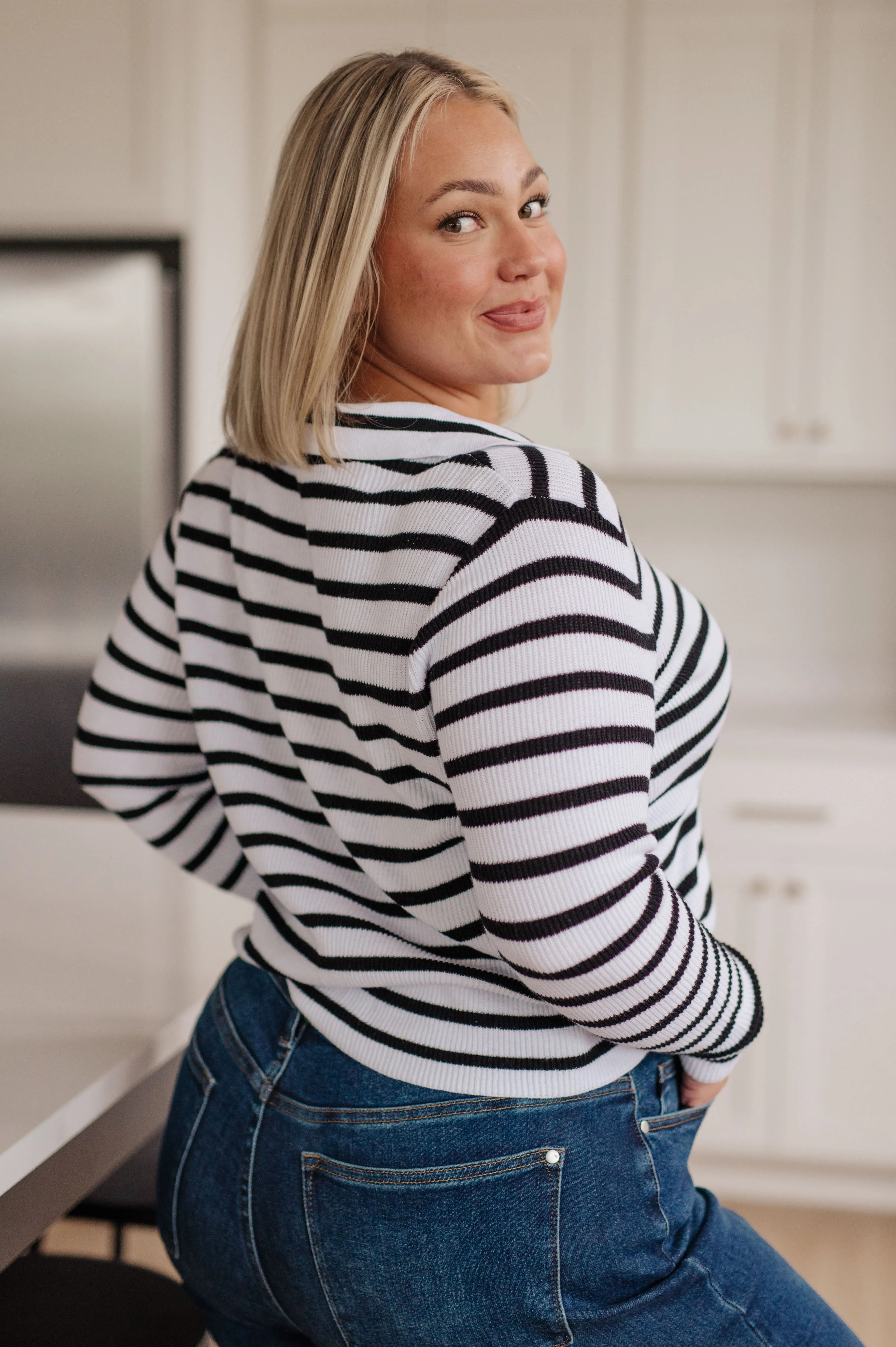 Self Improvement V-Neck Striped Sweater - One Eleven North