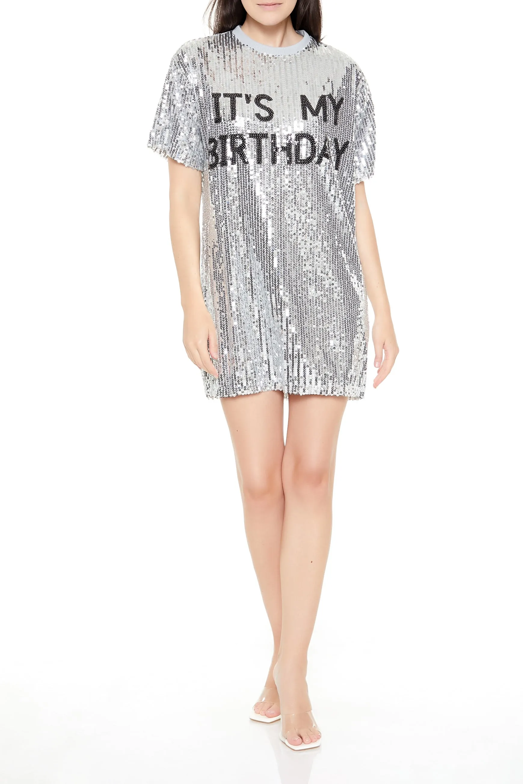 Sequin Its My Birthday T-Shirt Dress