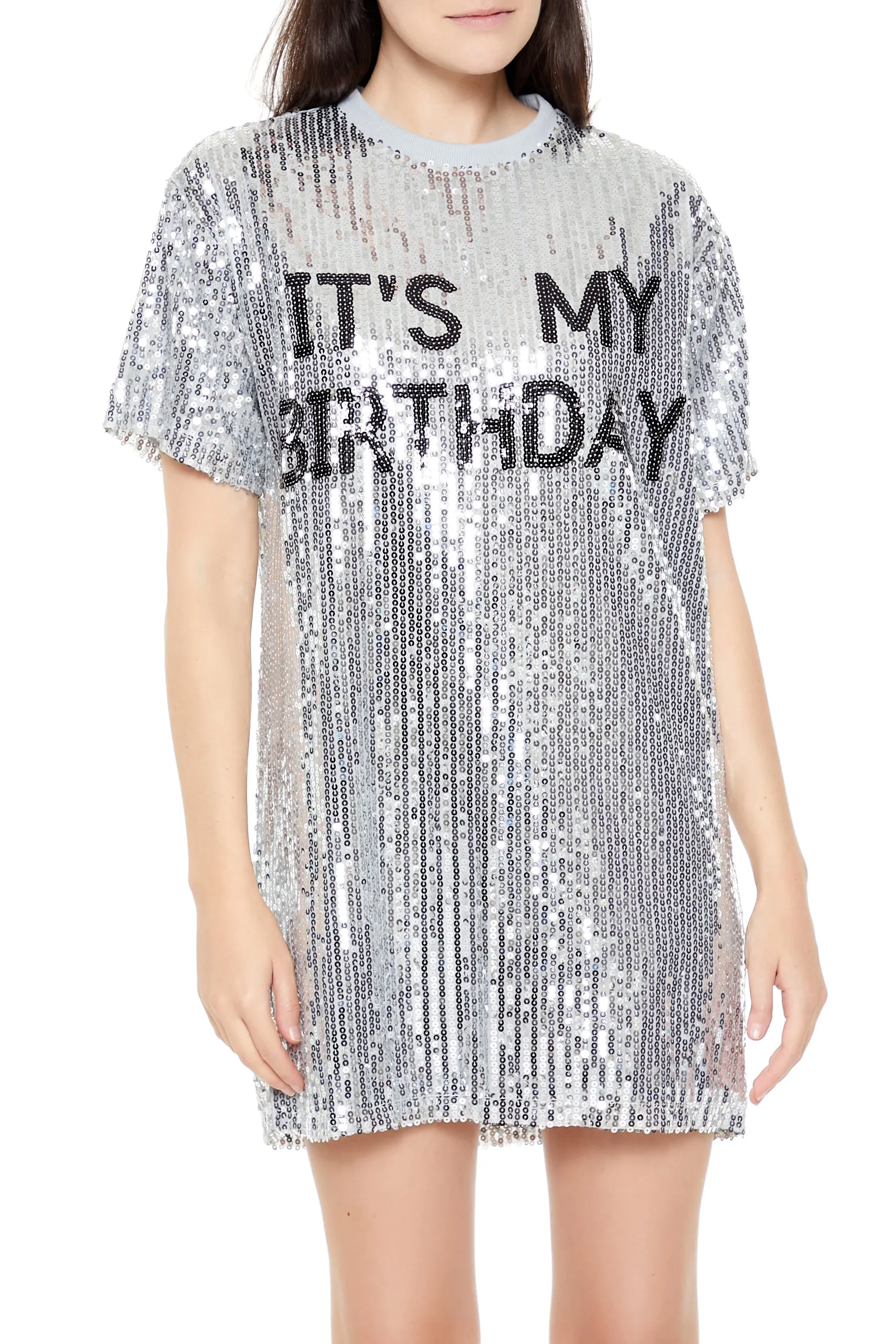 Sequin Its My Birthday T-Shirt Dress