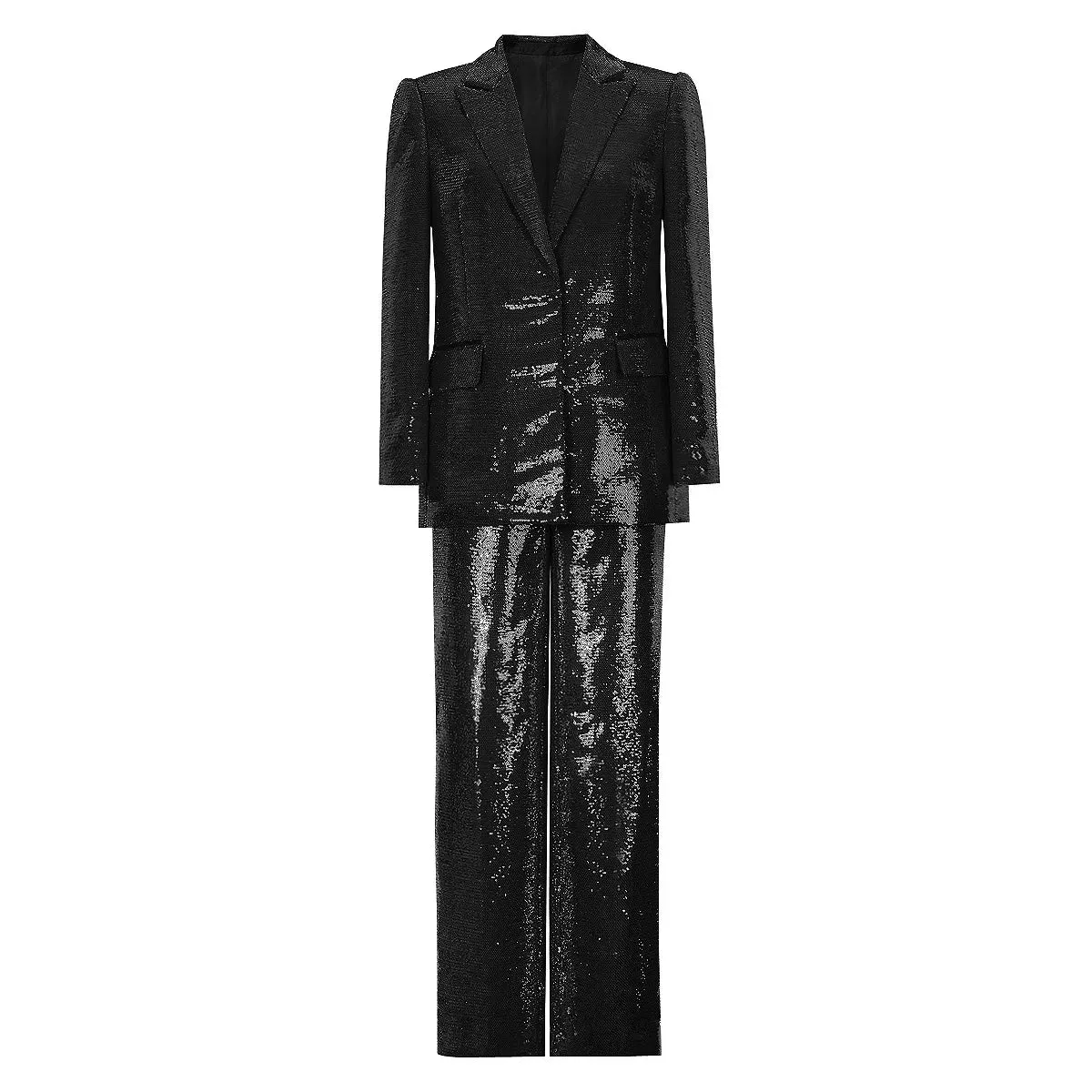 Sequined Blazer and Wide Leg Pant Suit Set