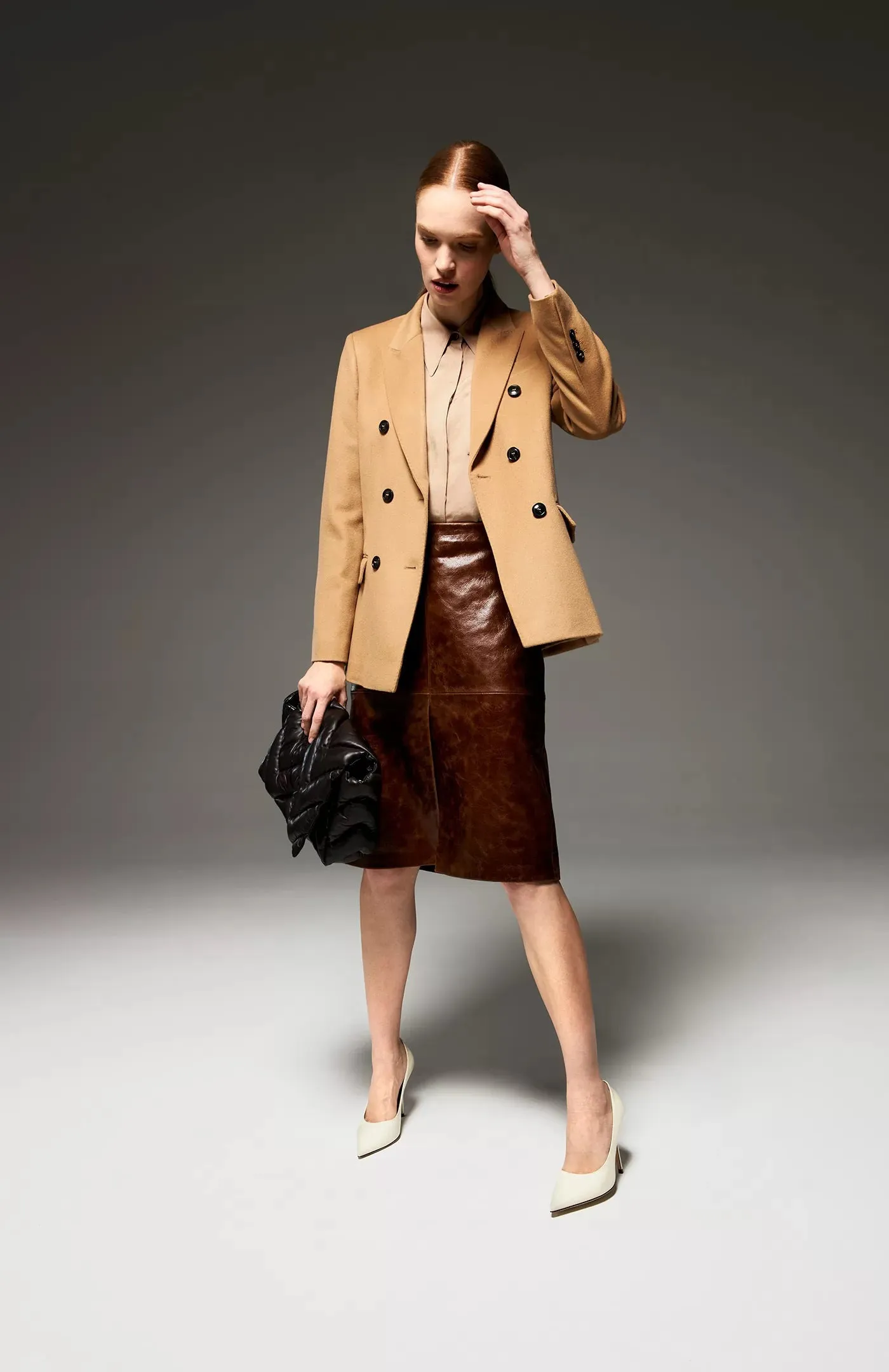 SEVENTY - VINTAGE EFFECT LEATHER PENCIL SKIRT