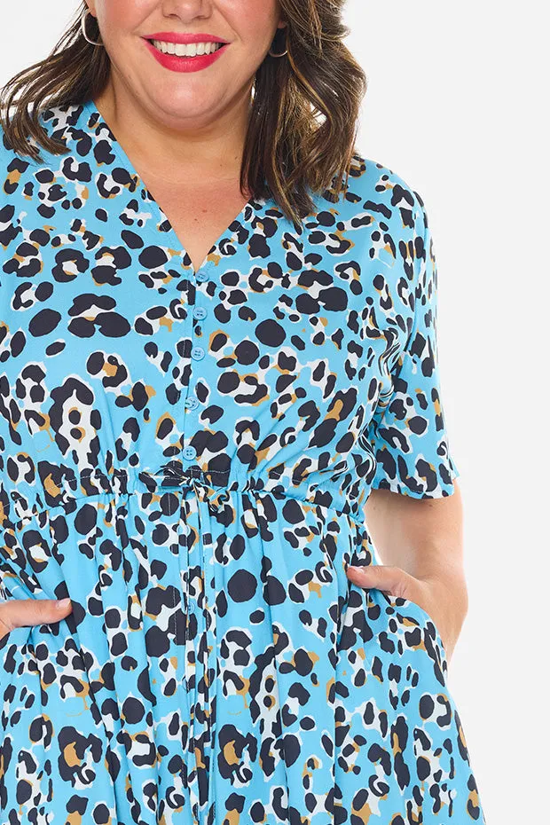 Siena Blue Leopard Dress