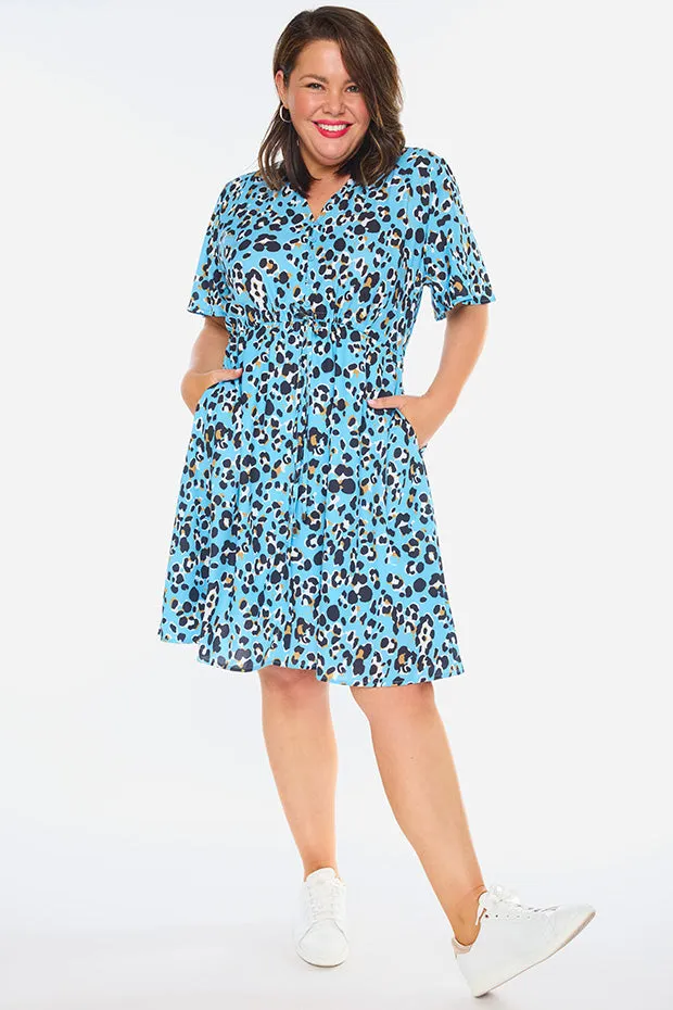 Siena Blue Leopard Dress