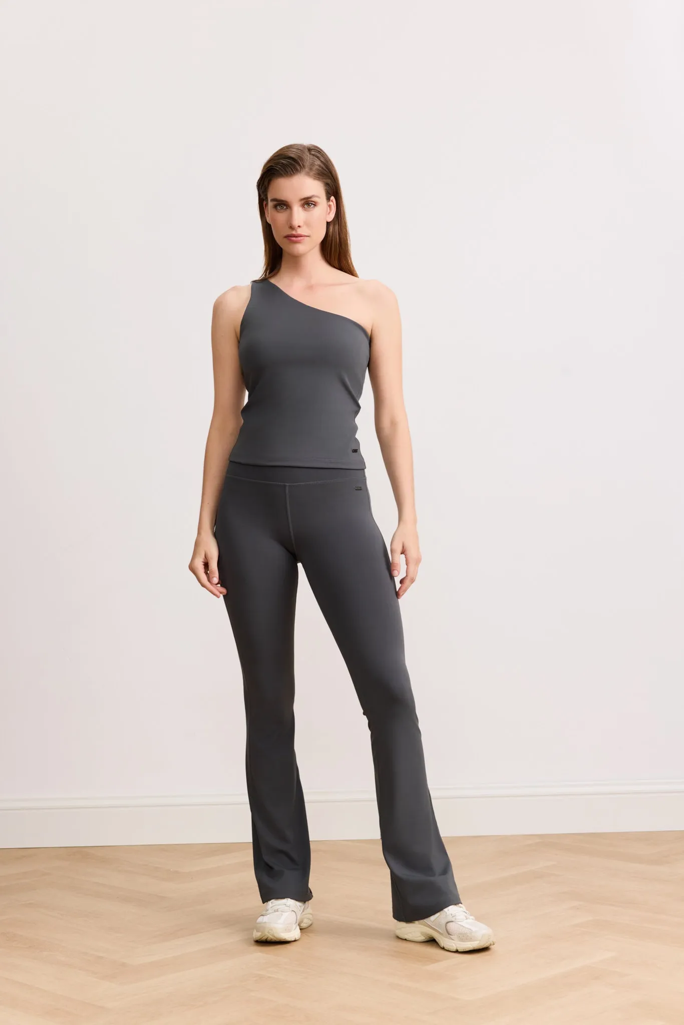 SIENNA SHAPE one shoulder top - Dark Grey