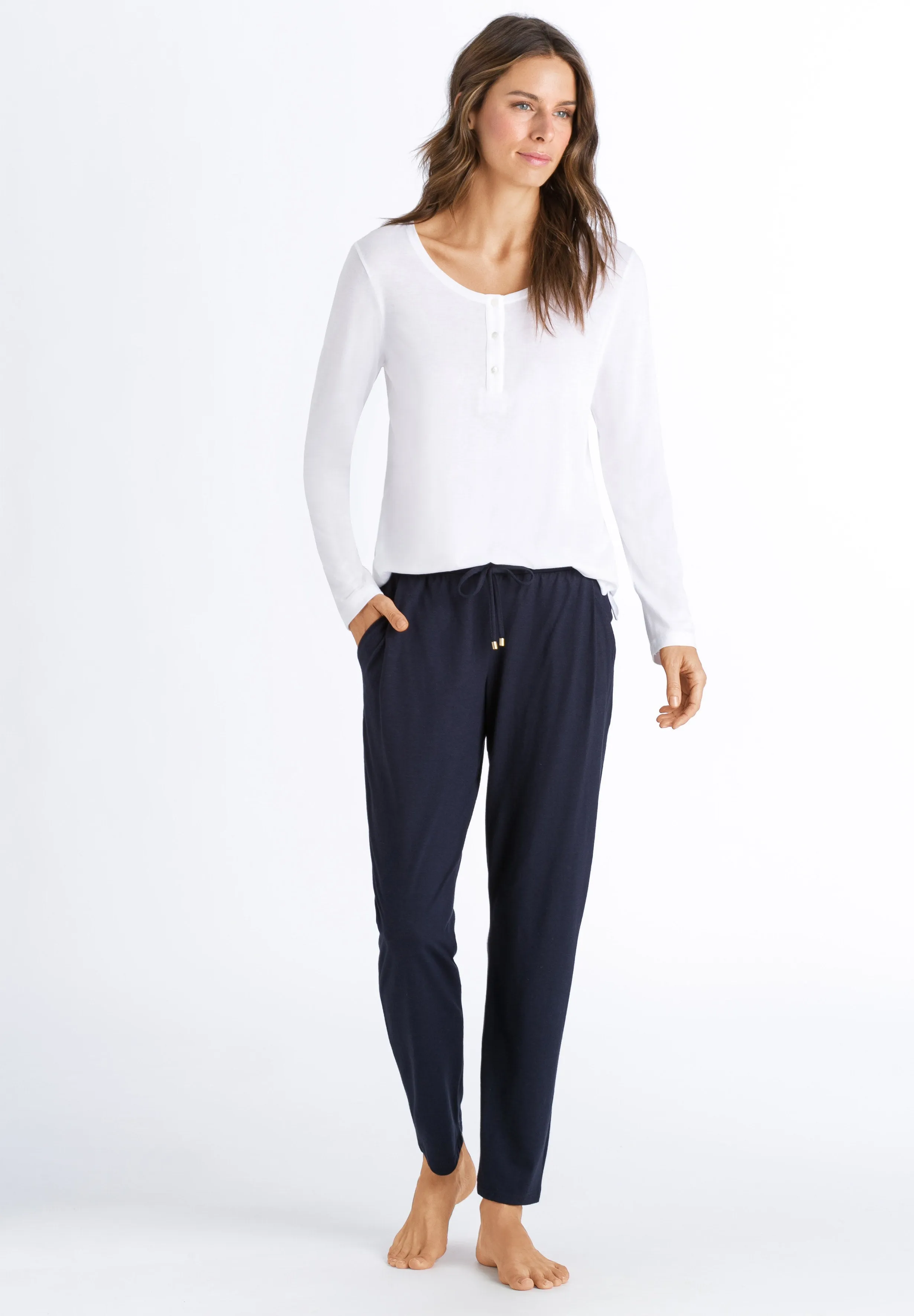 Sleep And Lounge Relaxed Henley Top | White 77610-101