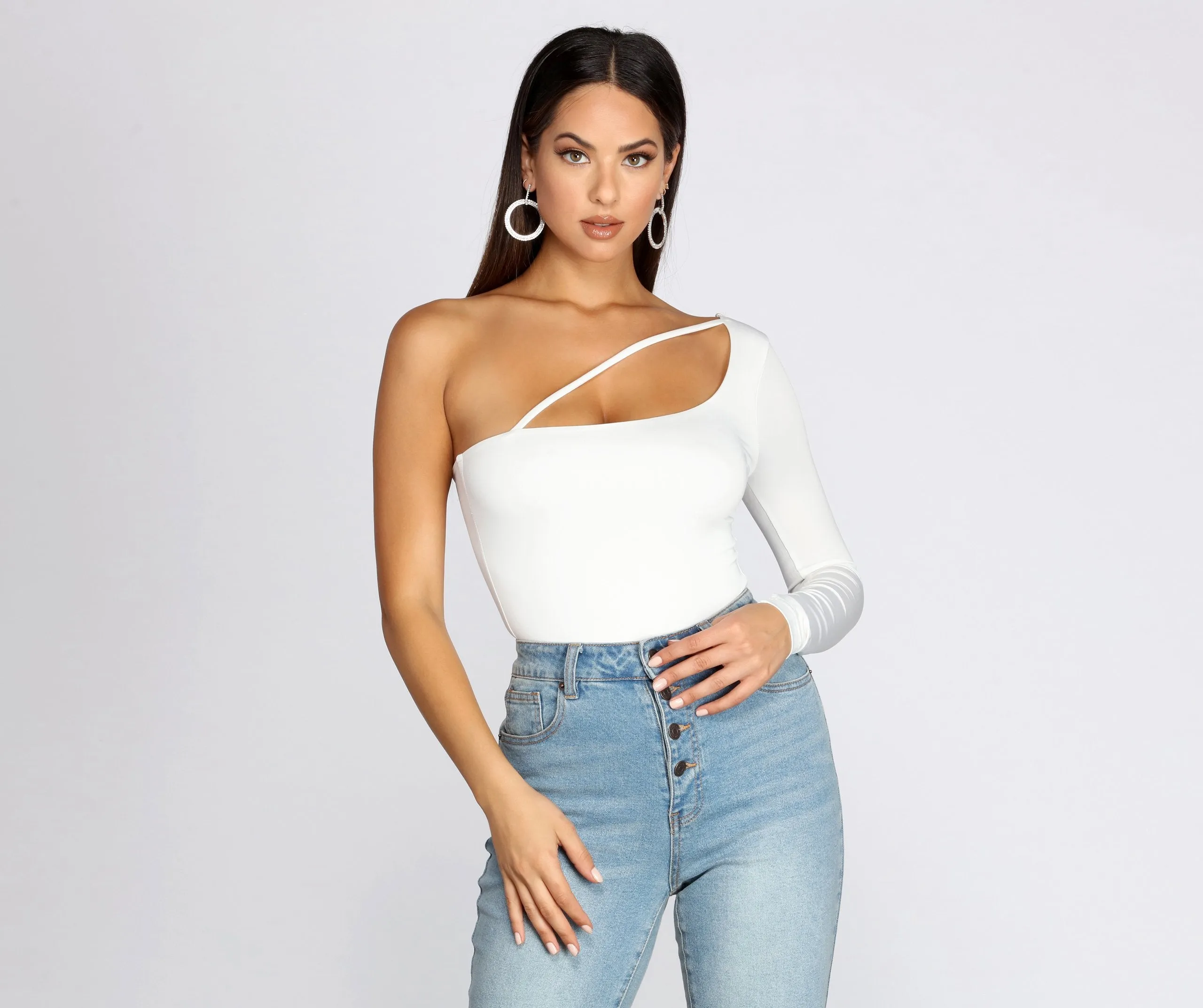 Slinky Knit One Shoulder Bodysuit