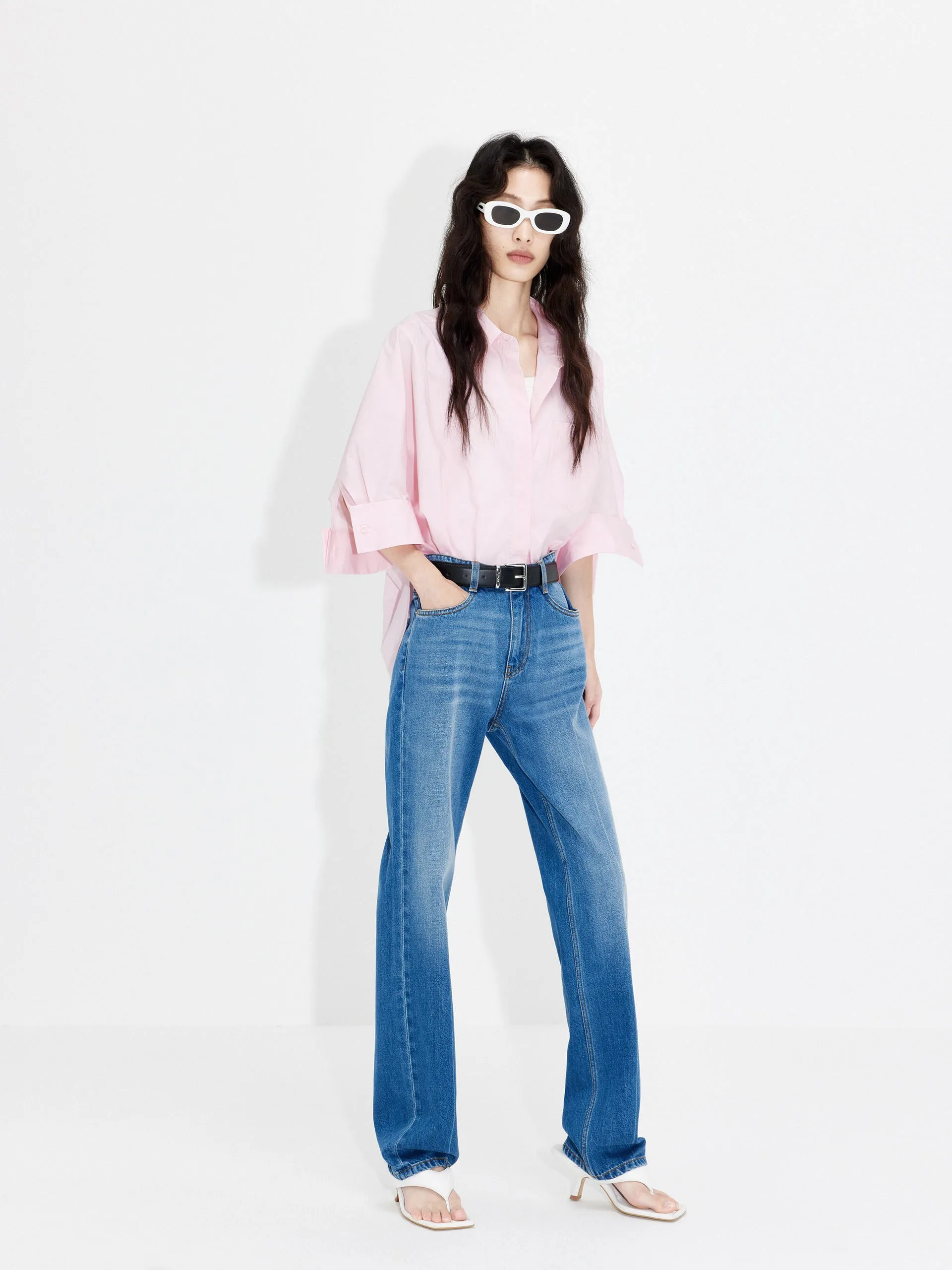 Straight Leg Jeans in Cotton