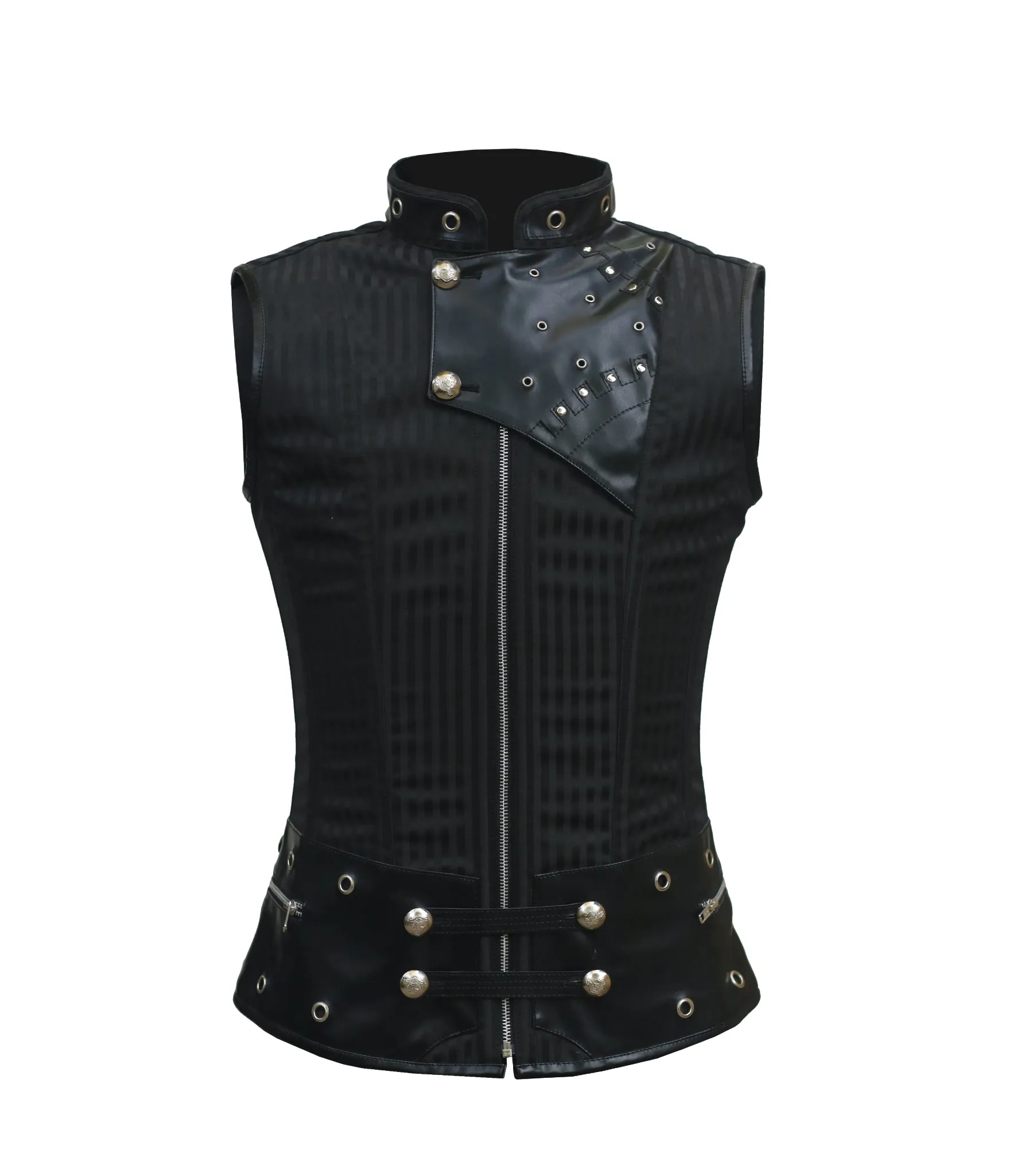 Stripes Brocade Gothic Men's Waist Coat with Studs