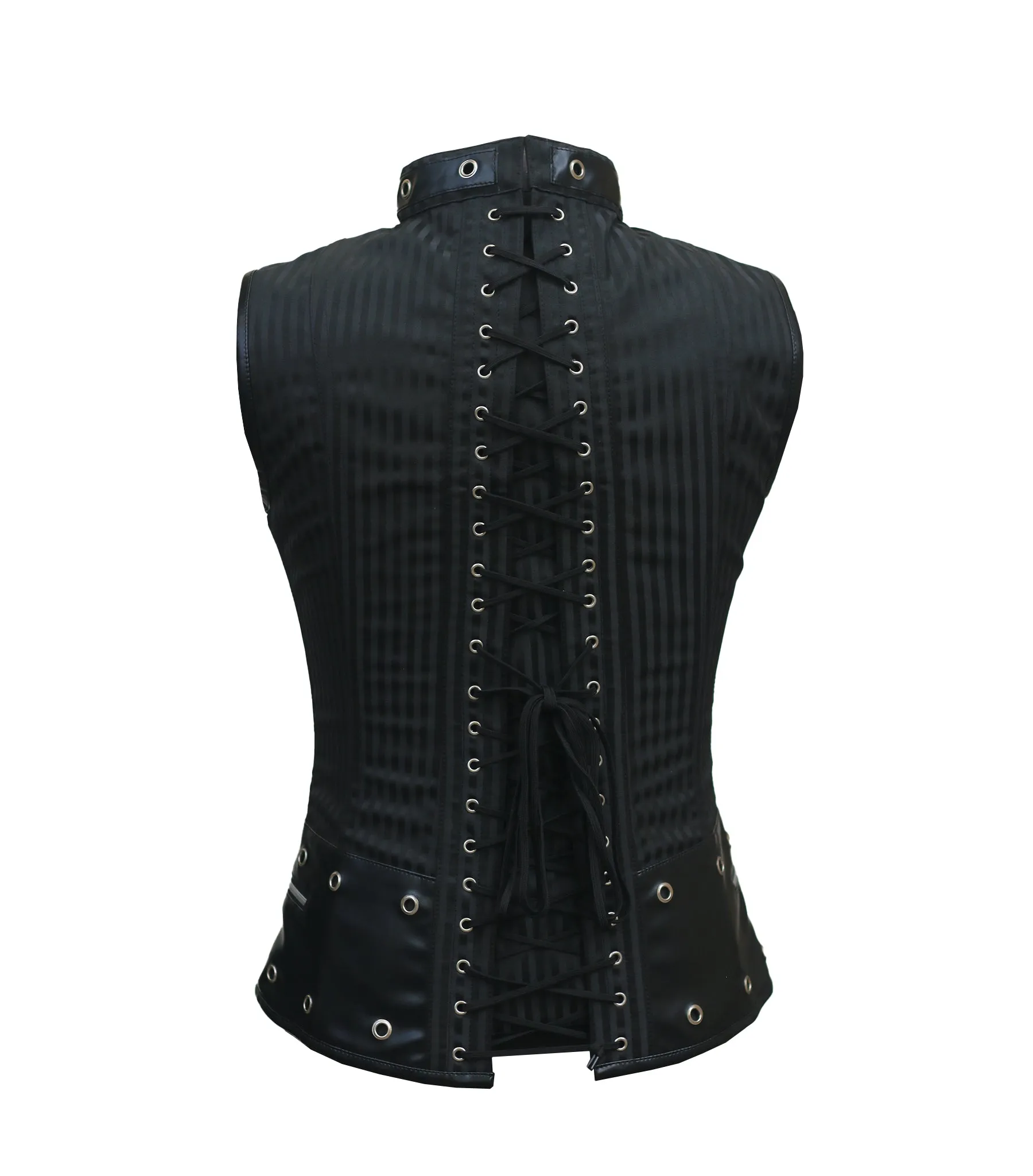 Stripes Brocade Gothic Men's Waist Coat with Studs