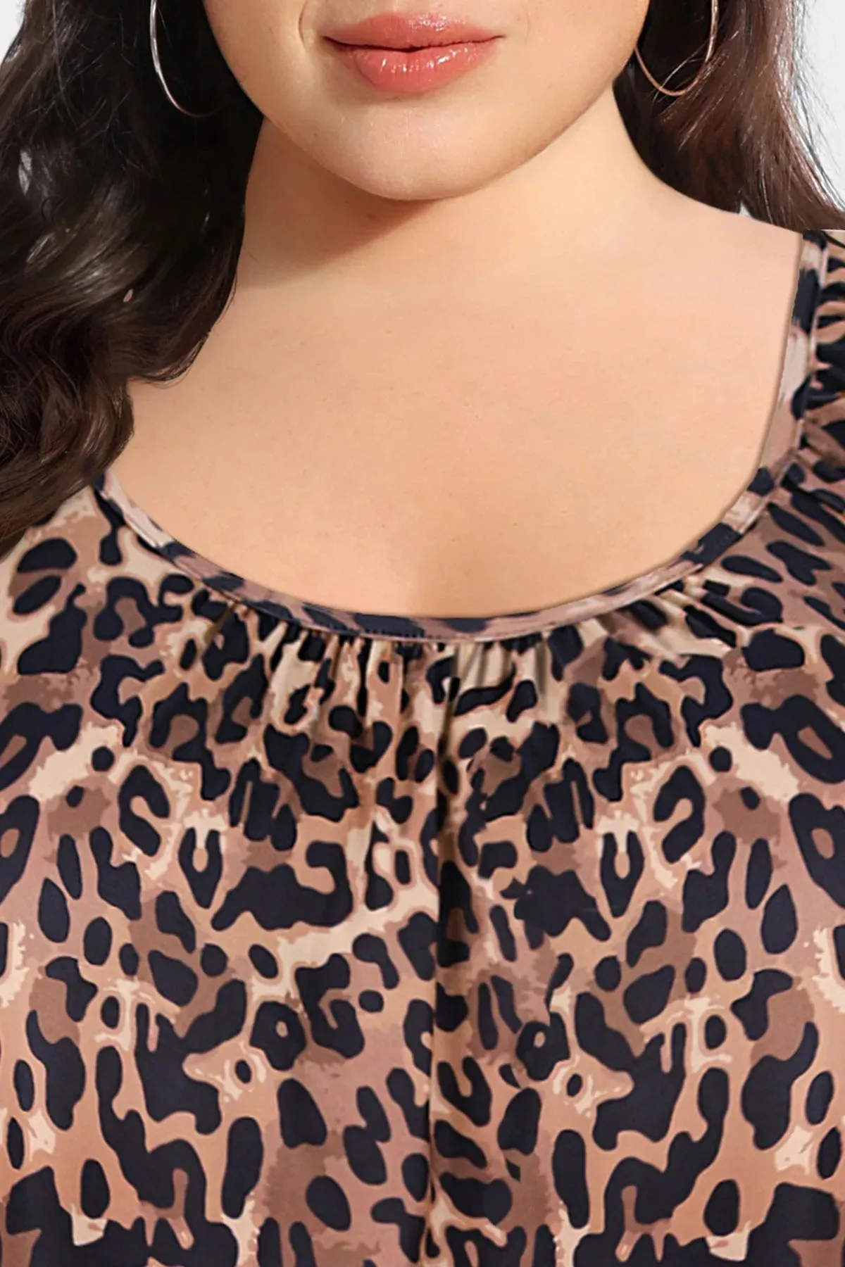 Supersoft Leopard Scoop Neck Ruffle Tank Top