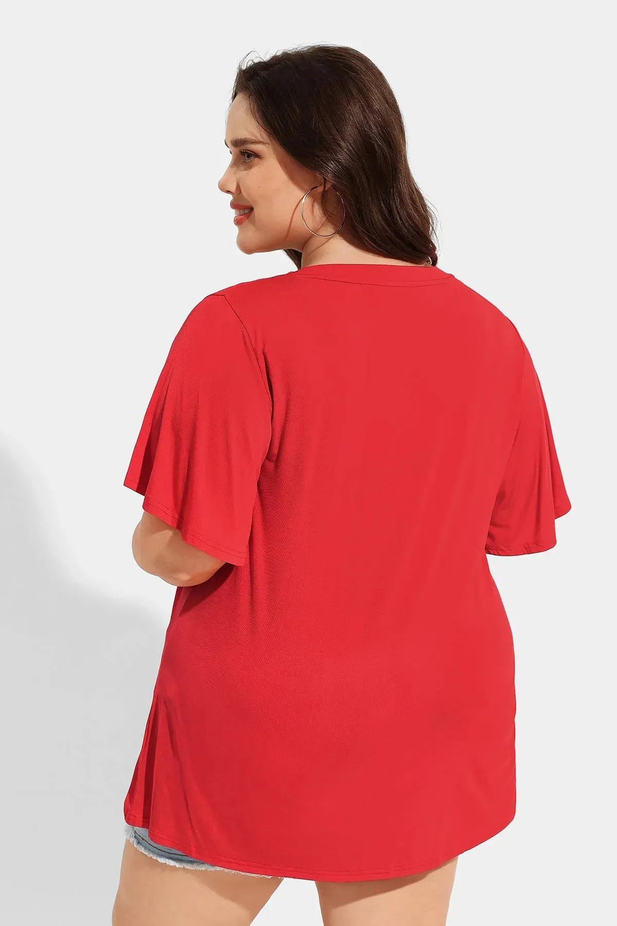 Supersoft Pleated V Neck Solid T-Shirt