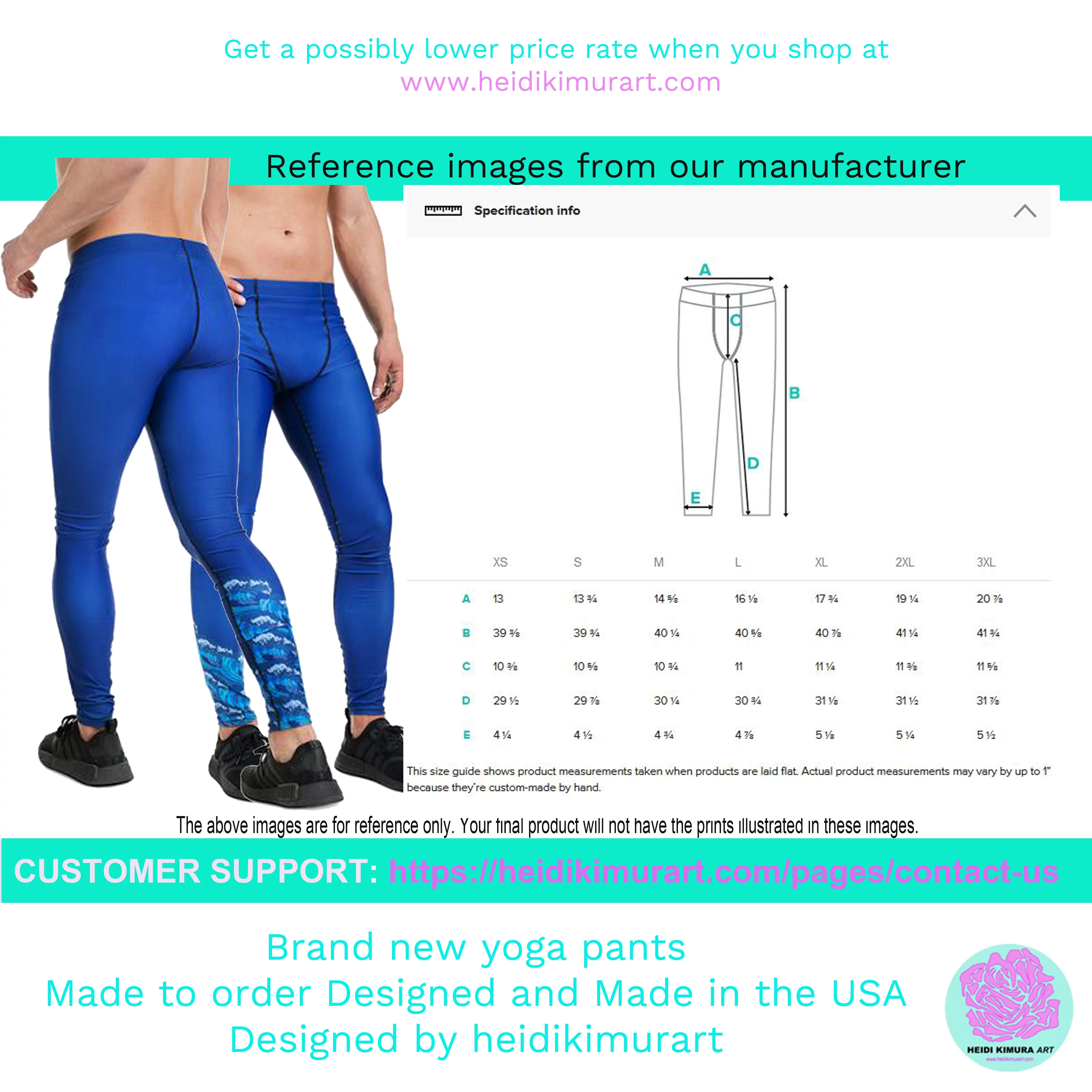 Teal Blue Men's Leggings, Solid Color Meggings Compression Tights-Made in USA/EU