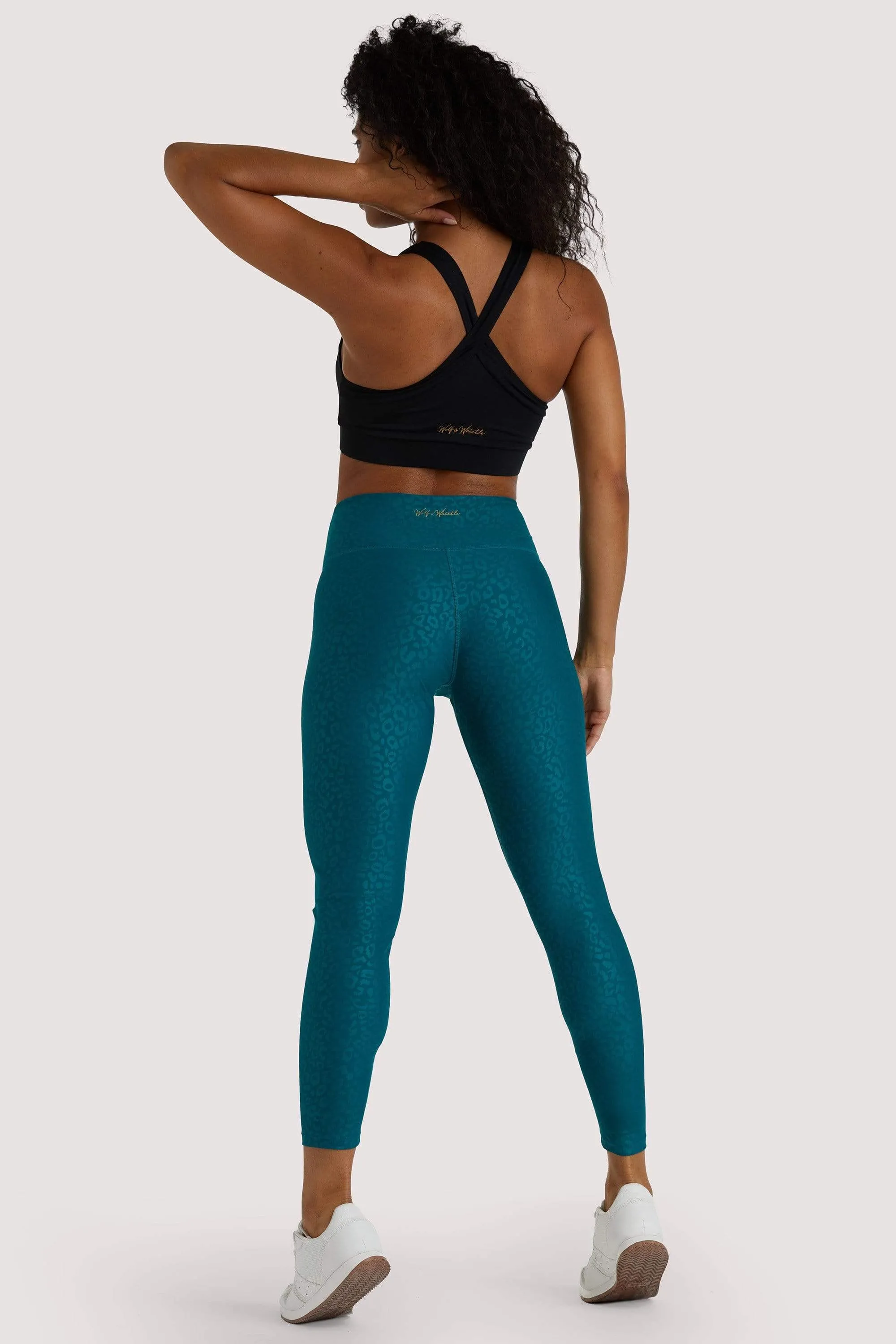 Teal Wet Look Croc Leggings