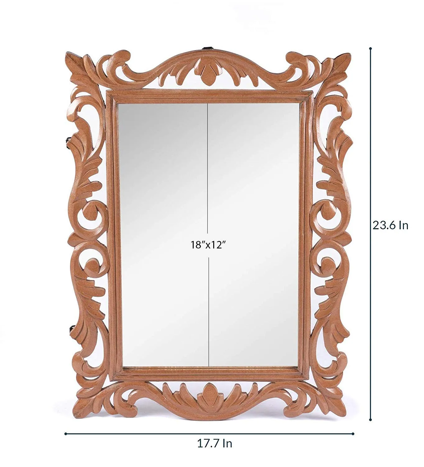 THE URBAN STORE Decorative Handcrafted Wooden Wall Mirror for Bedroom Home Décor Living Room Bathroom (L x W x H) (60 x 45 x 1.9) CM