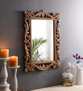 THE URBAN STORE Decorative Handcrafted Wooden Wall Mirror for Bedroom Home Décor Living Room Bathroom (L x W x H) (60 x 45 x 1.9) CM