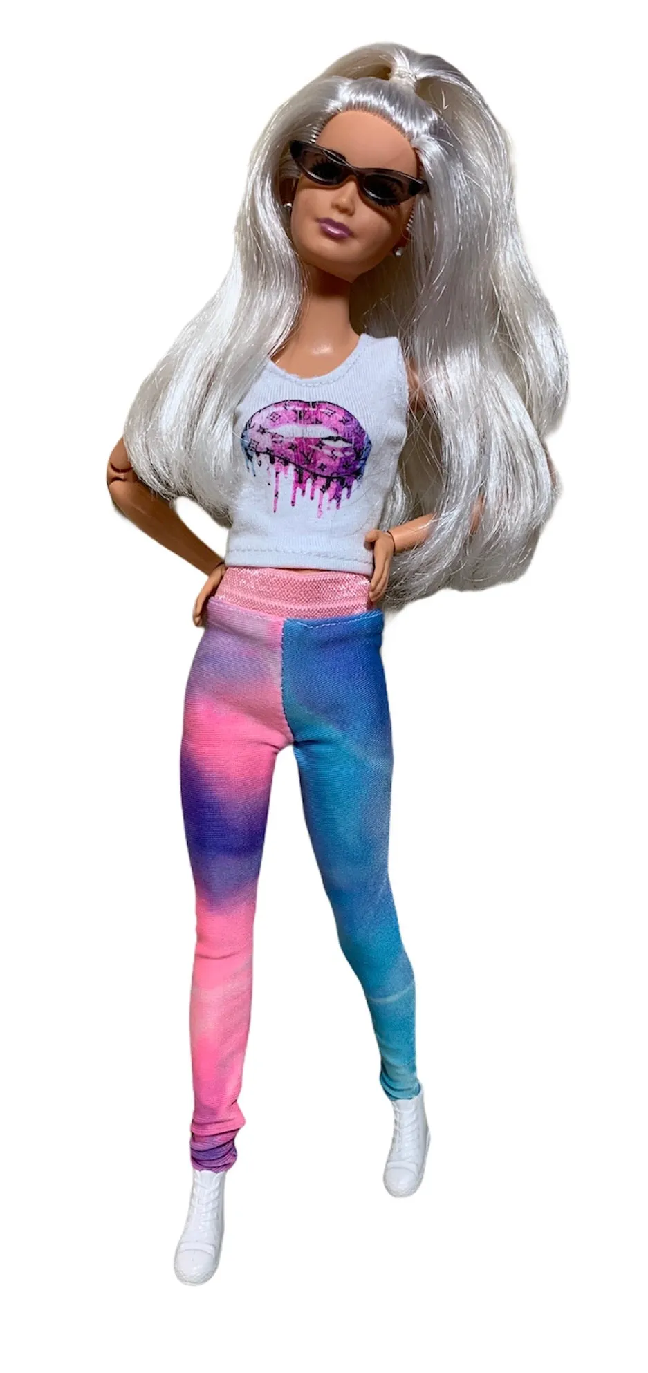 Tie dye leggings for Barbie Doll blue and pink Leggings