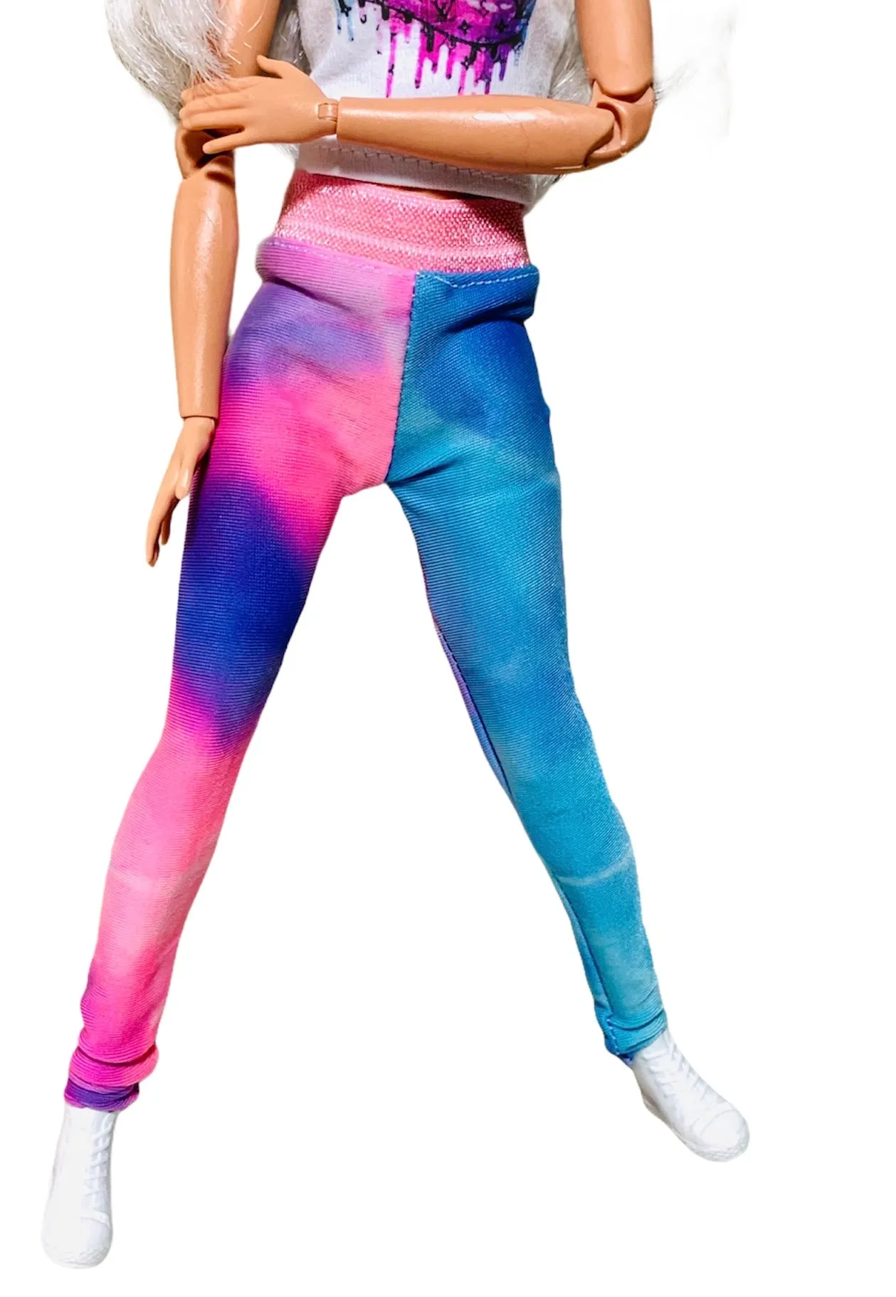 Tie dye leggings for Barbie Doll blue and pink Leggings