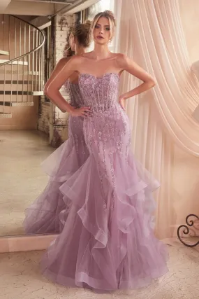 TIERED MERMAID GOWN WITH EMBELLISHMENTS  CDCD332