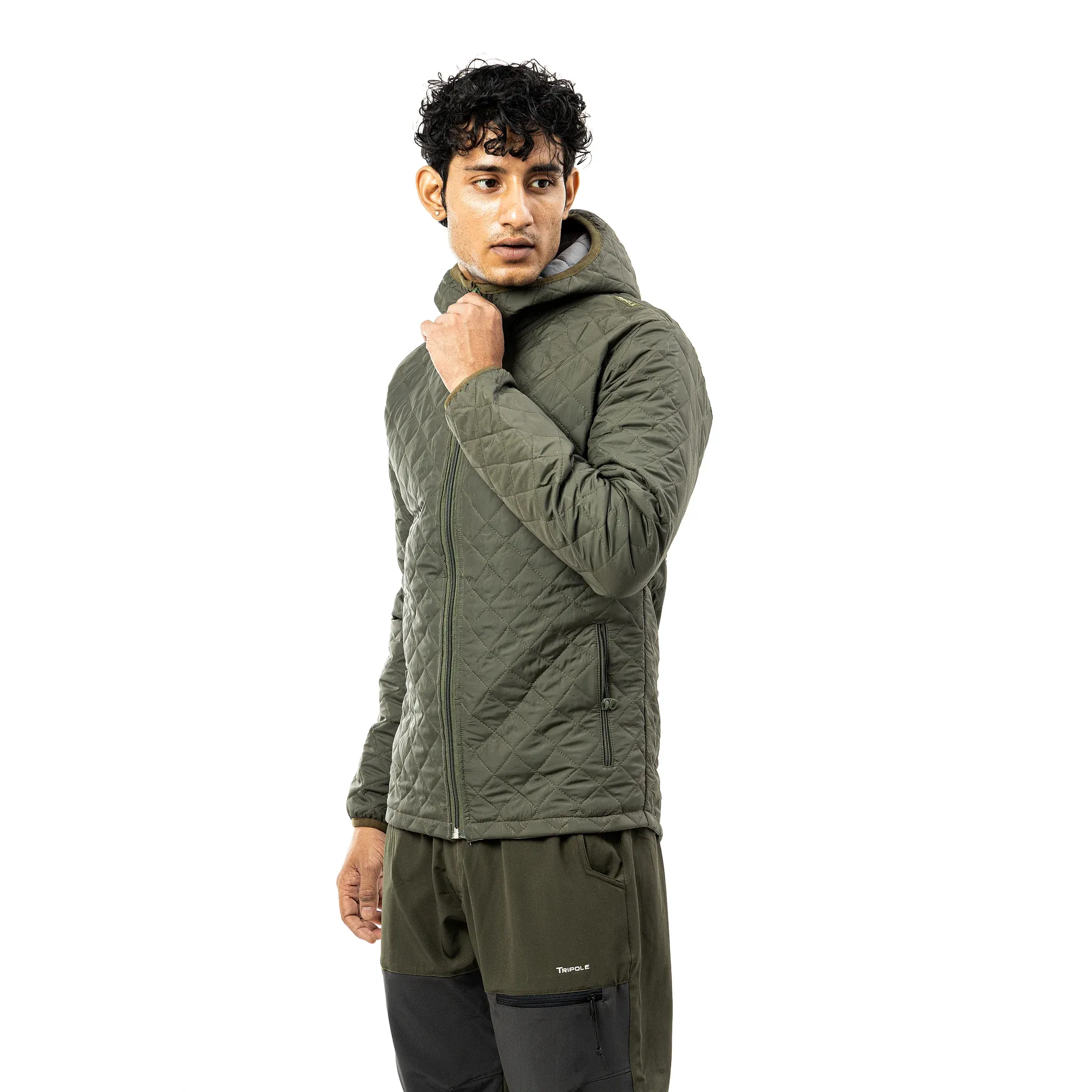 Tripole Quilted Winter Jacket for Daily Use, Hiking and Travelling | Army Green