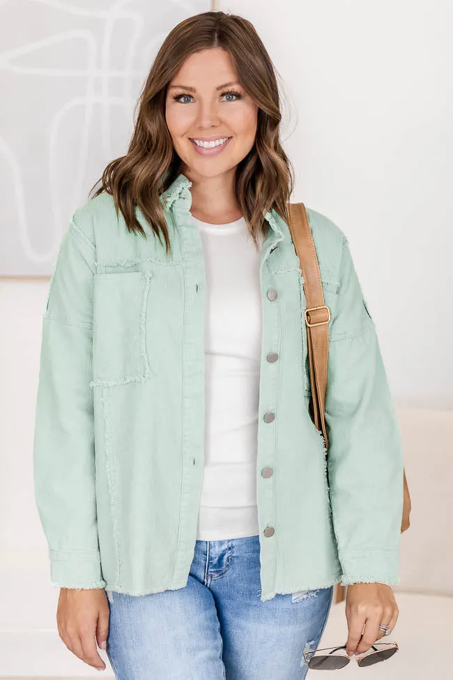 Two Fair Halves Sage Distressed Shacket FINAL SALE