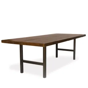 Urban Wood & Steel Dining Table with Narrow Base Style