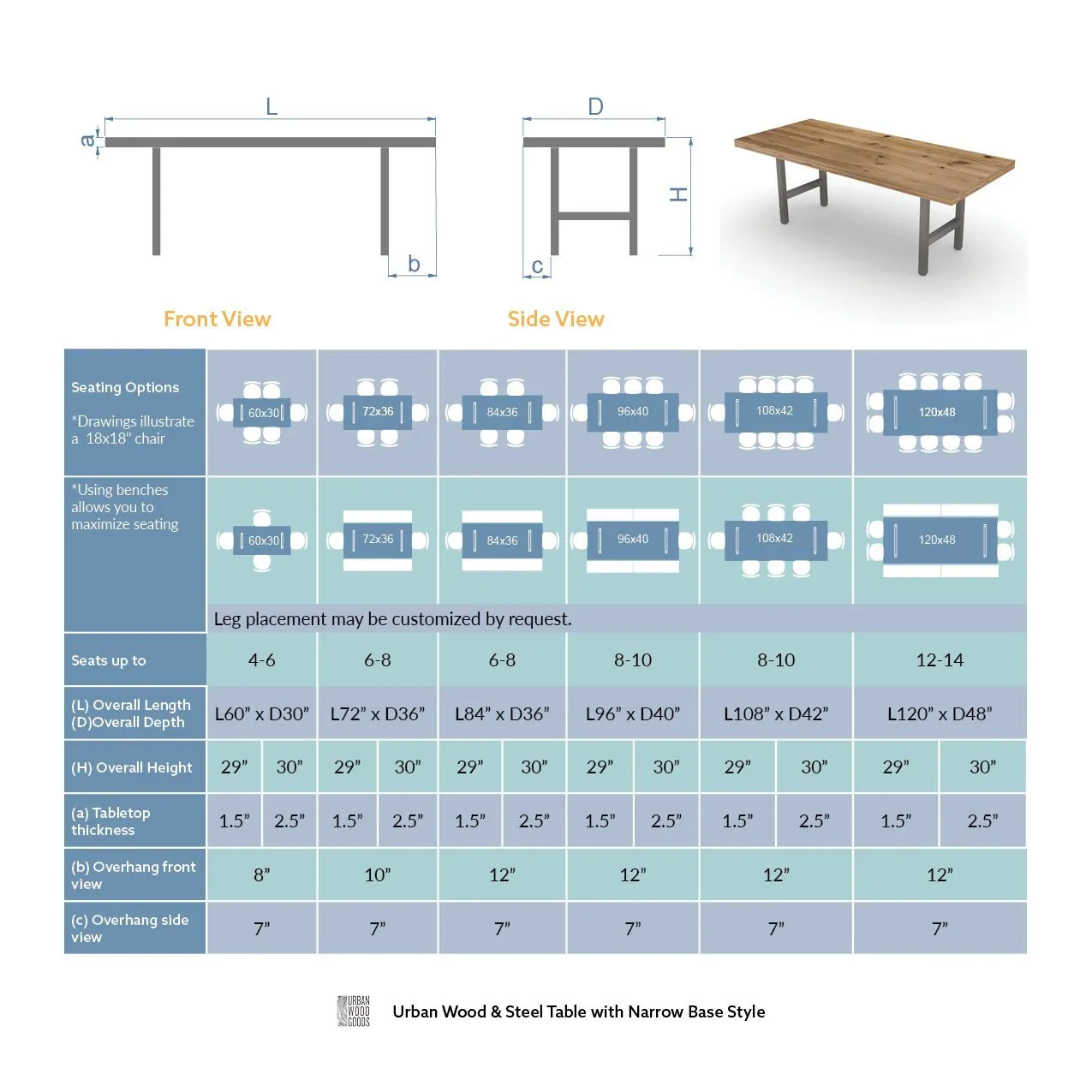 Urban Wood And Steel Conference Table with Narrow Base Style