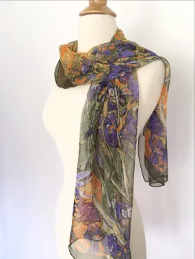 Van Gogh Irises Scarf - Purple