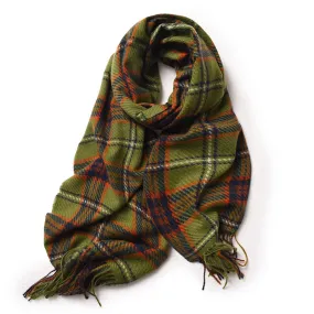 Vintage Tartan Tassel Scarf Unisex Soft Warm Neck Scarf Autumn Winter Stylish Coldproof Decoration Scarf Gift