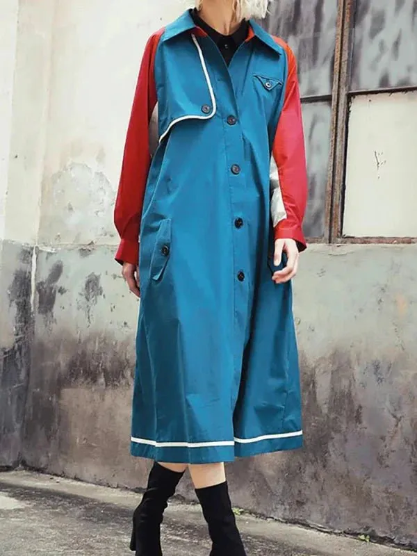 Wenkouban-Winter outfits Christmas Storm Shield Patchwork Autumn Mid-Calf Trench Coat