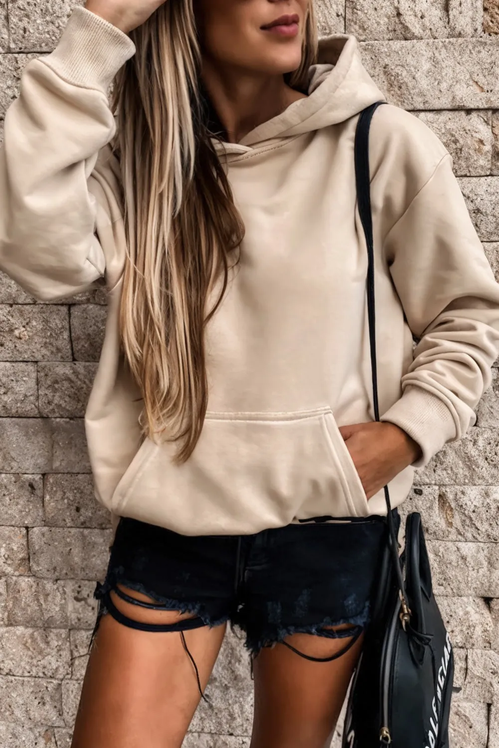 Women's Casual Hoodies Long Sleeve Solid Lightweight Loose Sweatshirt with Pocket