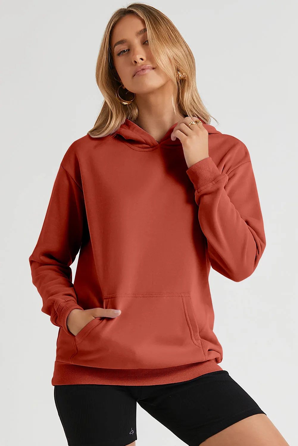 Women's Casual Hoodies Long Sleeve Solid Lightweight Loose Sweatshirt with Pocket