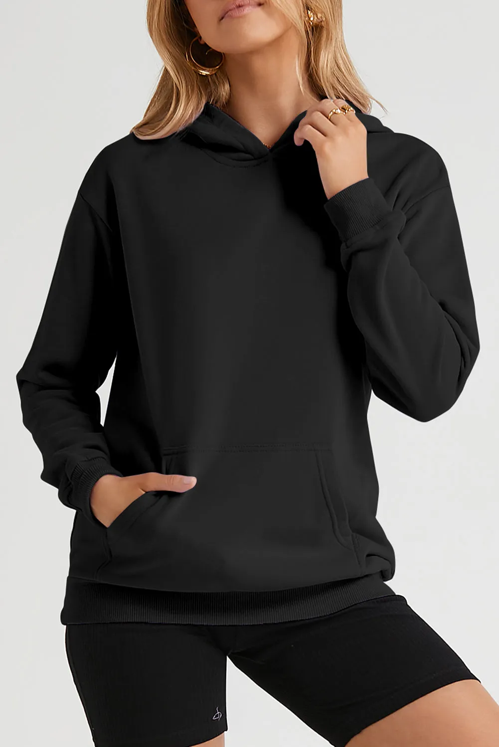 Women's Casual Hoodies Long Sleeve Solid Lightweight Loose Sweatshirt with Pocket