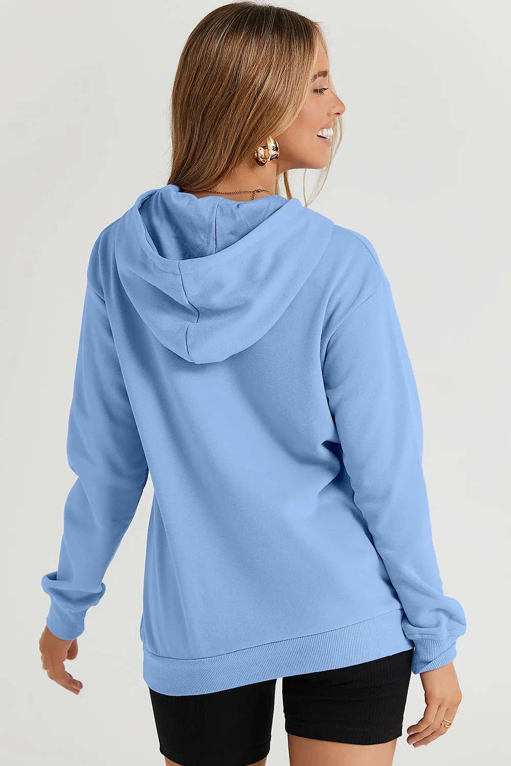 Women's Casual Hoodies Long Sleeve Solid Lightweight Loose Sweatshirt with Pocket