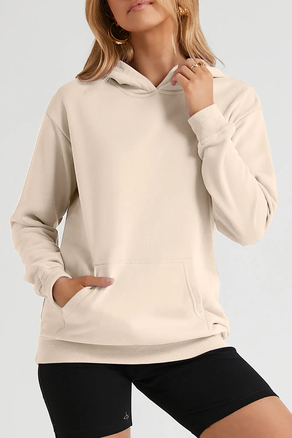 Women's Casual Hoodies Long Sleeve Solid Lightweight Loose Sweatshirt with Pocket