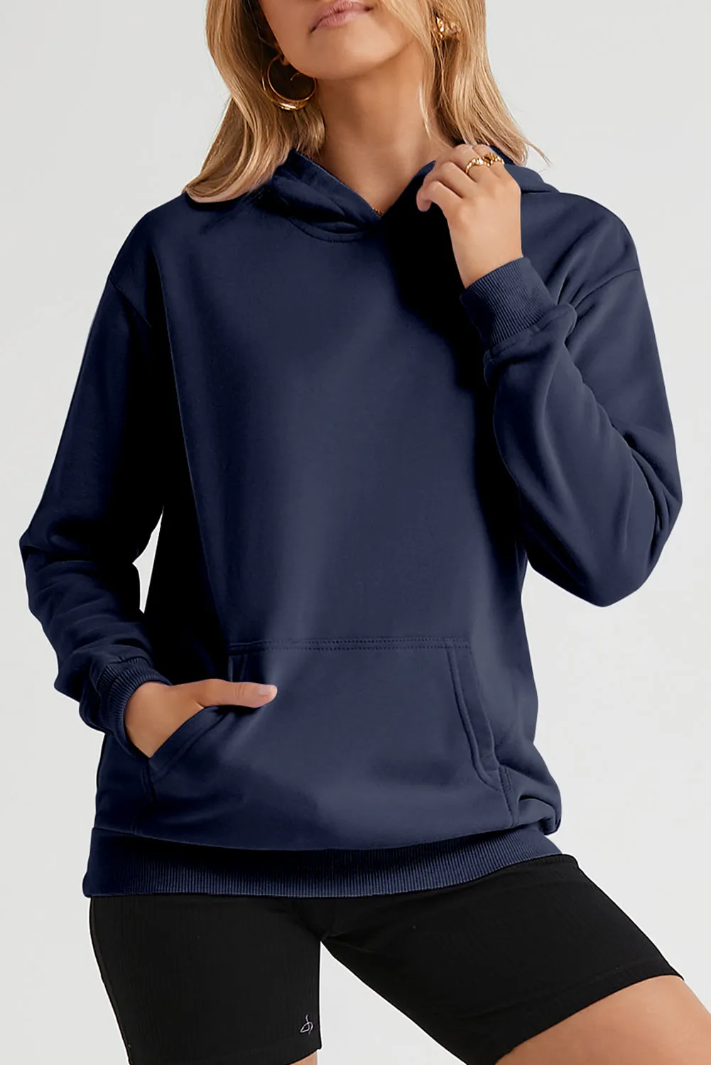 Women's Casual Hoodies Long Sleeve Solid Lightweight Loose Sweatshirt with Pocket