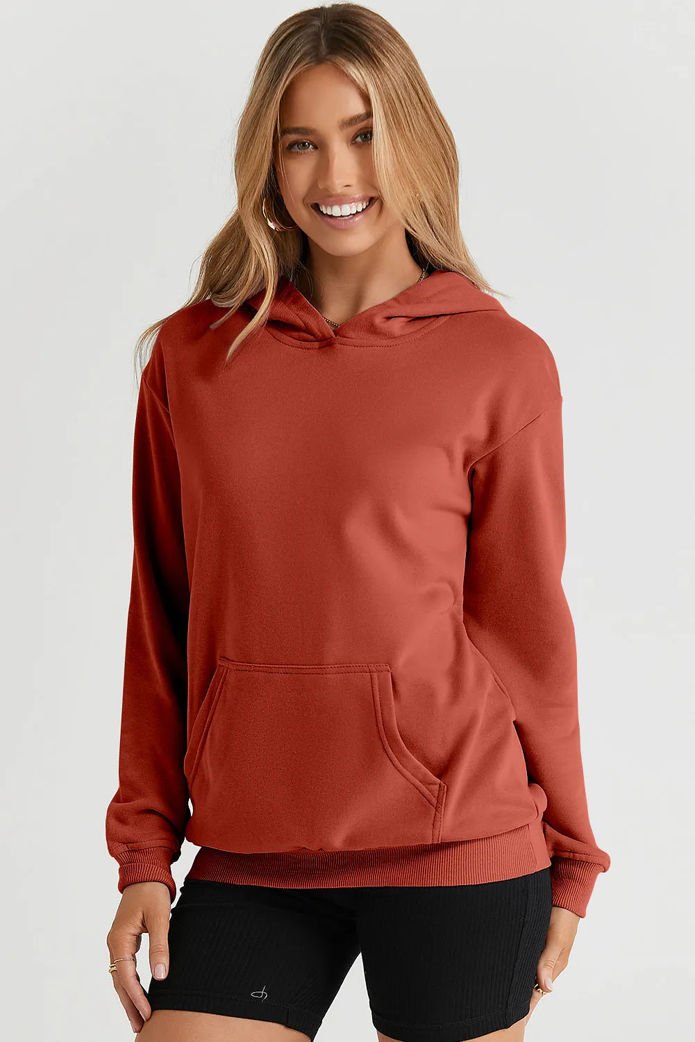 Women's Casual Hoodies Long Sleeve Solid Lightweight Loose Sweatshirt with Pocket