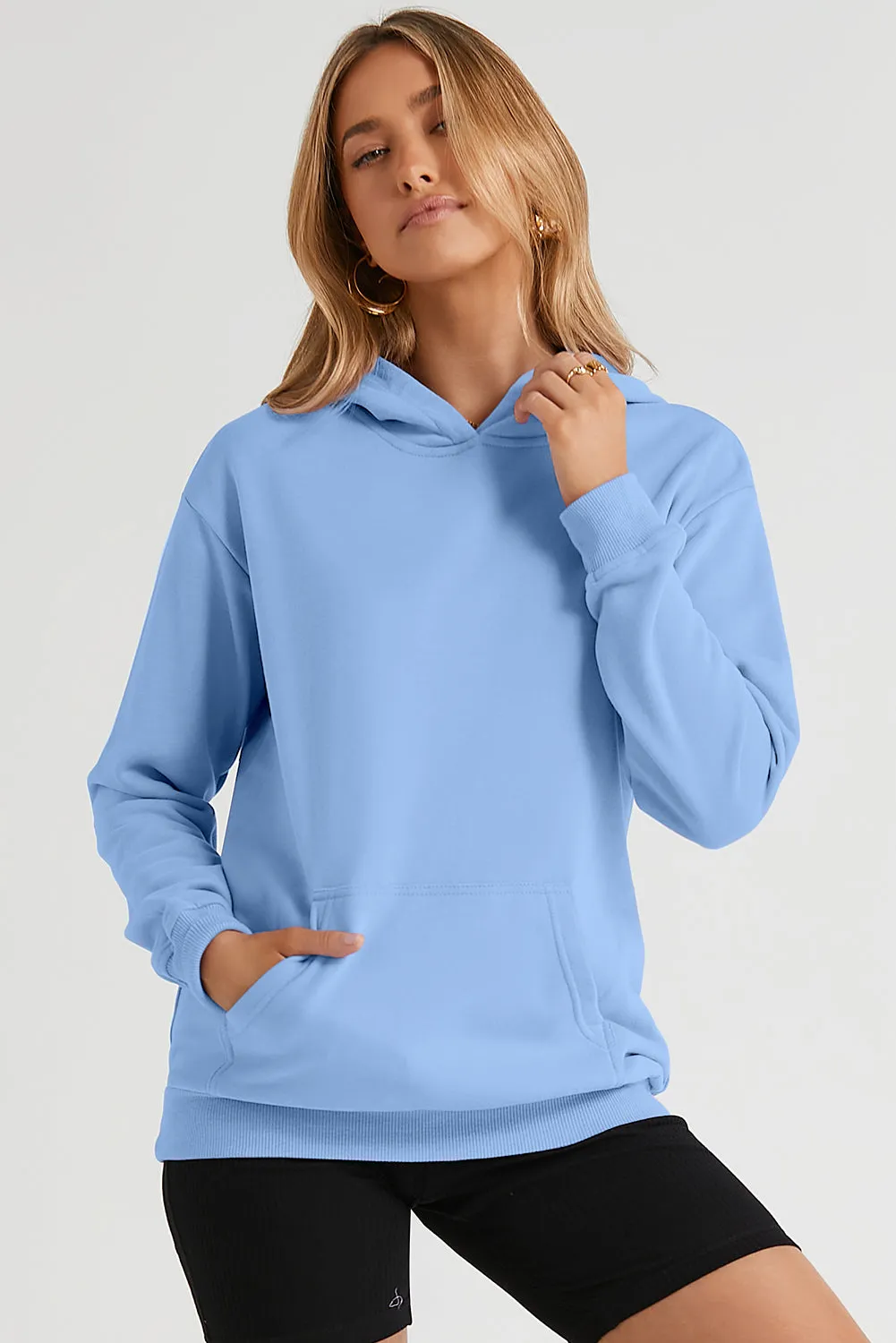 Women's Casual Hoodies Long Sleeve Solid Lightweight Loose Sweatshirt with Pocket