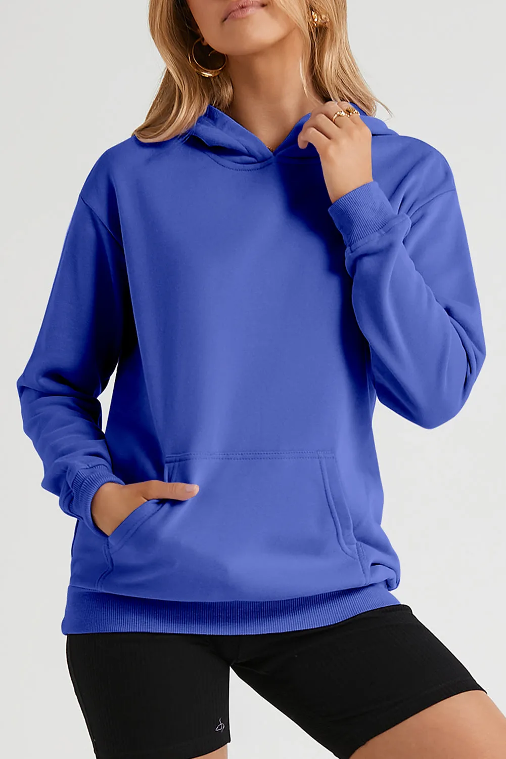 Women's Casual Hoodies Long Sleeve Solid Lightweight Loose Sweatshirt with Pocket