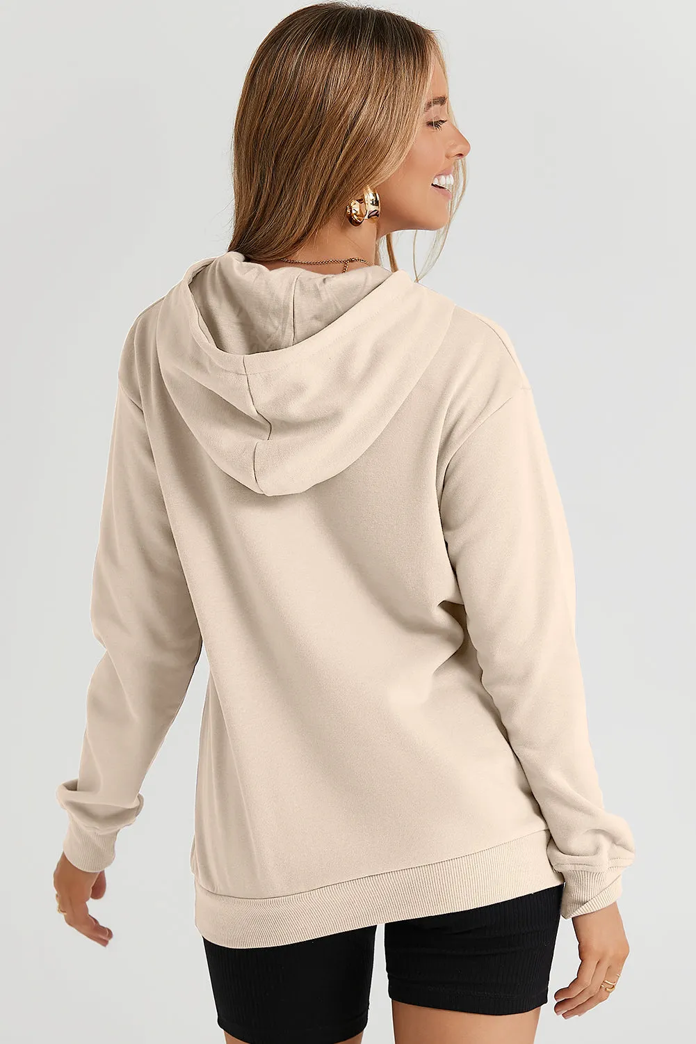 Women's Casual Hoodies Long Sleeve Solid Lightweight Loose Sweatshirt with Pocket