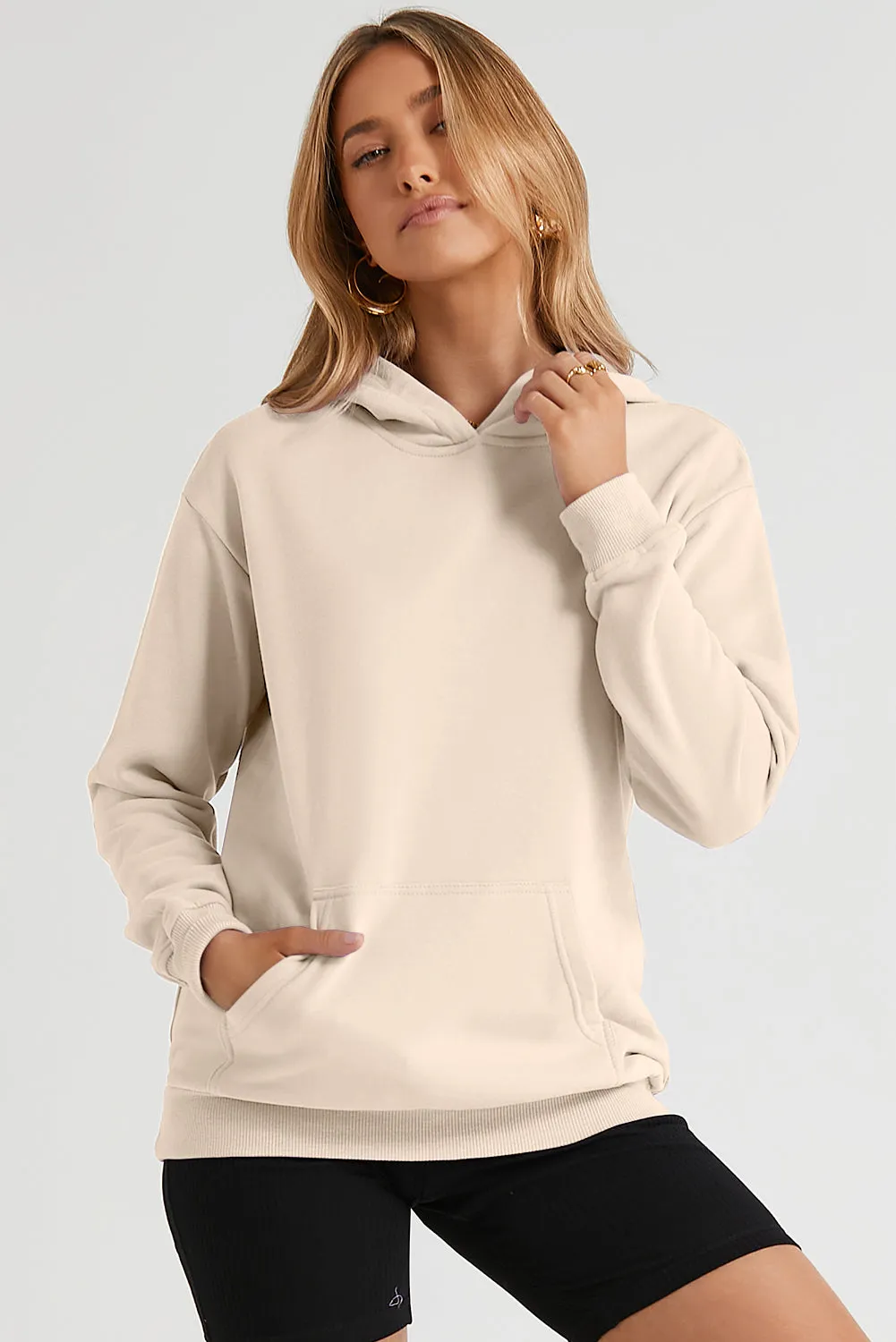 Women's Casual Hoodies Long Sleeve Solid Lightweight Loose Sweatshirt with Pocket