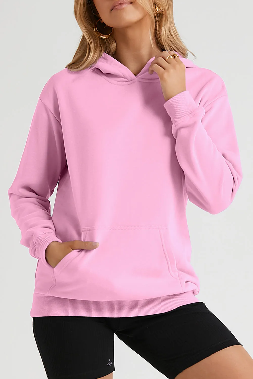 Women's Casual Hoodies Long Sleeve Solid Lightweight Loose Sweatshirt with Pocket